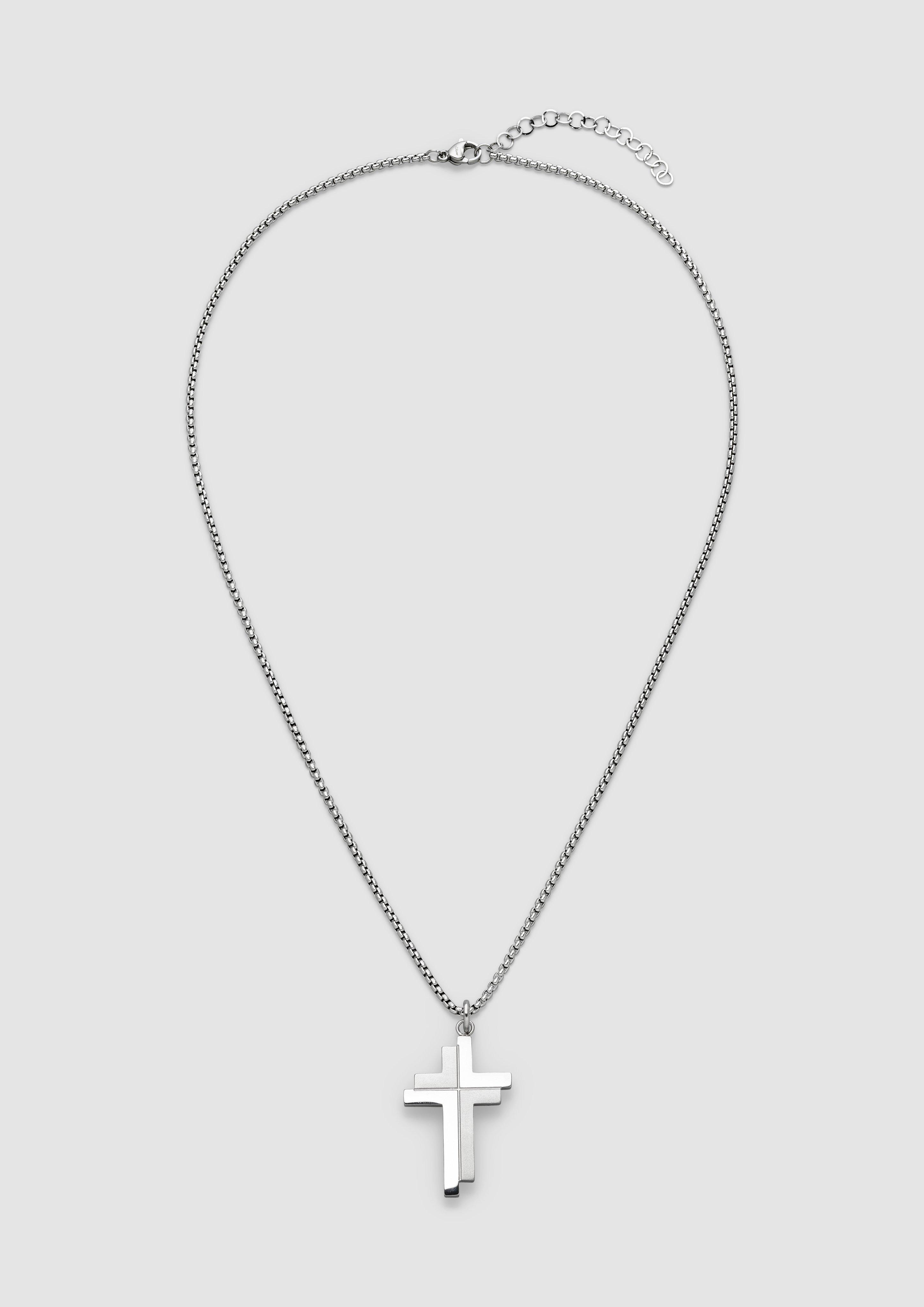 Herren Kette mit markantem Kreuzanhänger in silber von s.Oliver