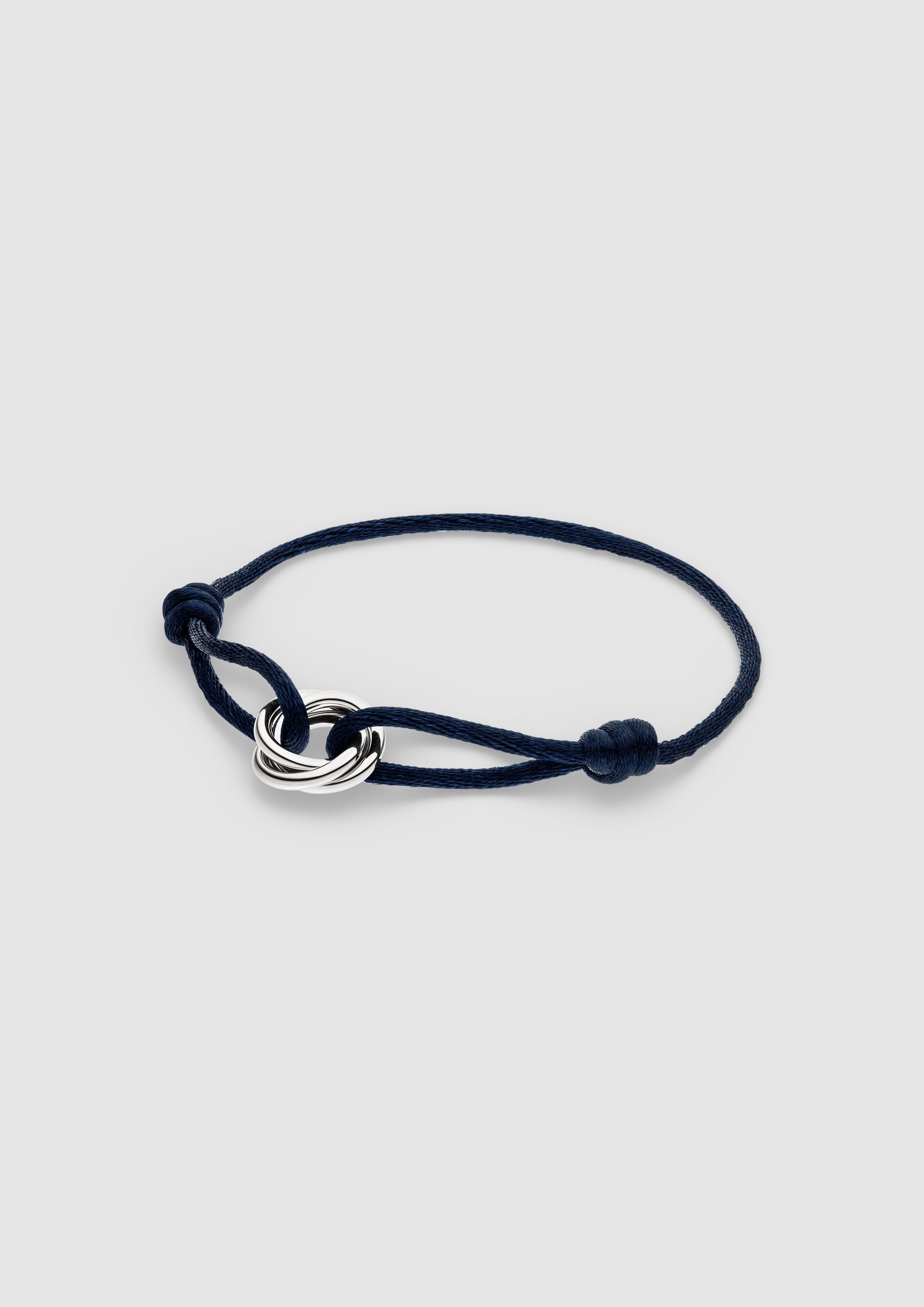 Damen Armband mit Textilband und Edelstahl-Details in silber von s.Oliver