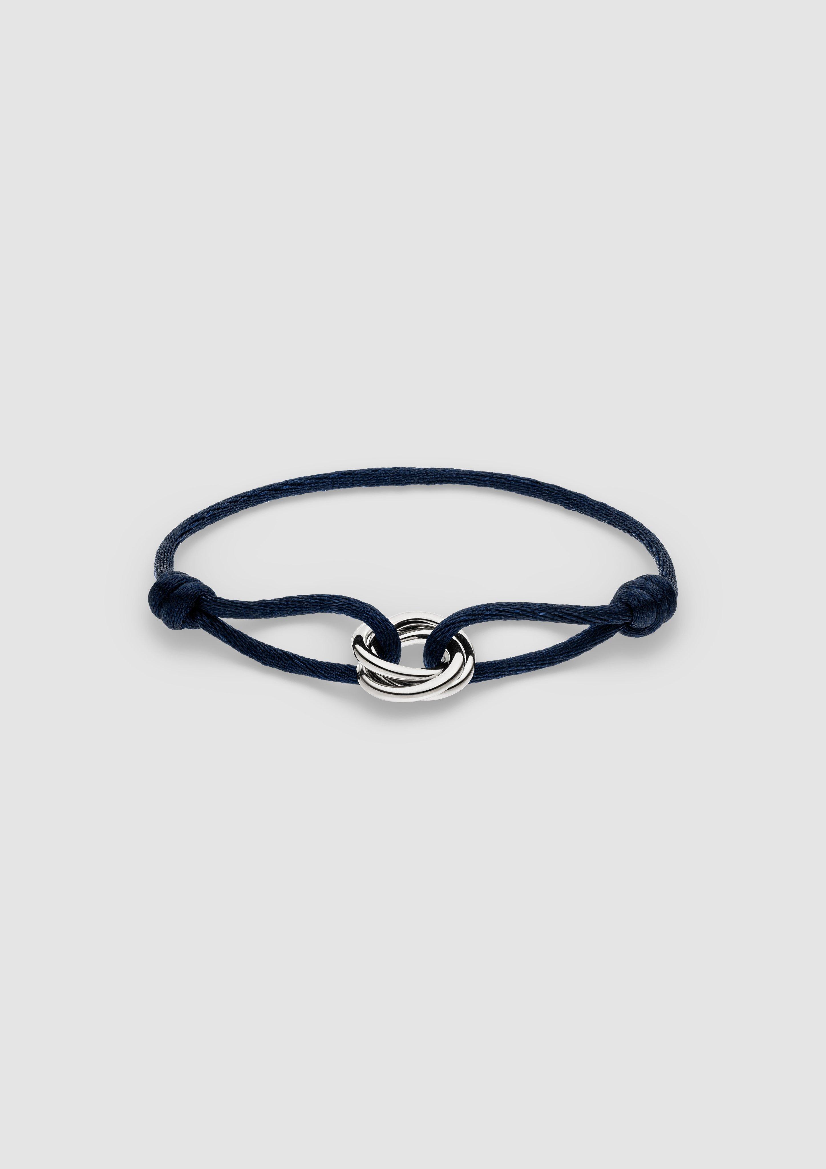Damen Armband mit Textilband und Edelstahl-Details in silber von s.Oliver