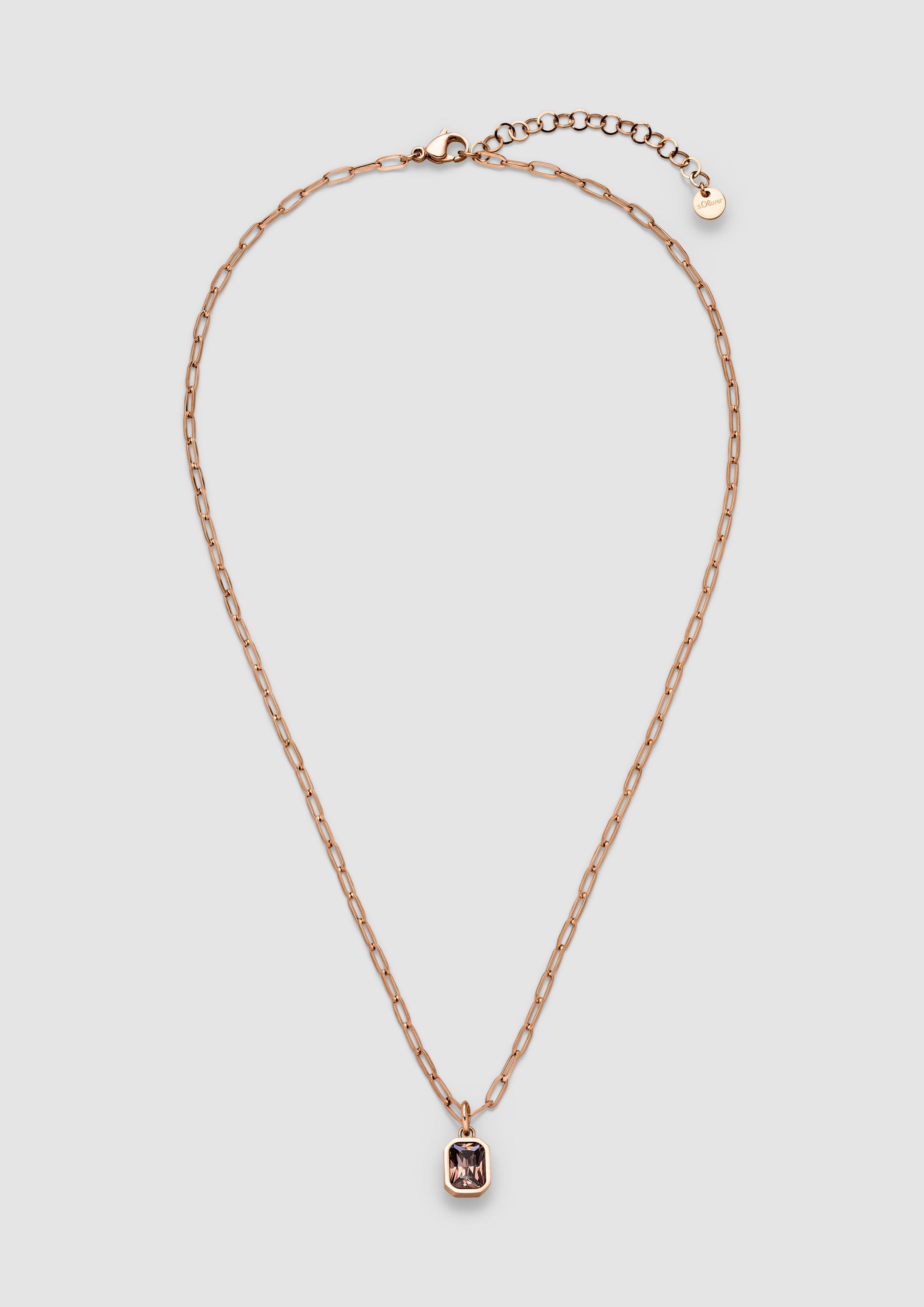 Damen Edestalkette mit Steinanhänger in rosé von s.Oliver