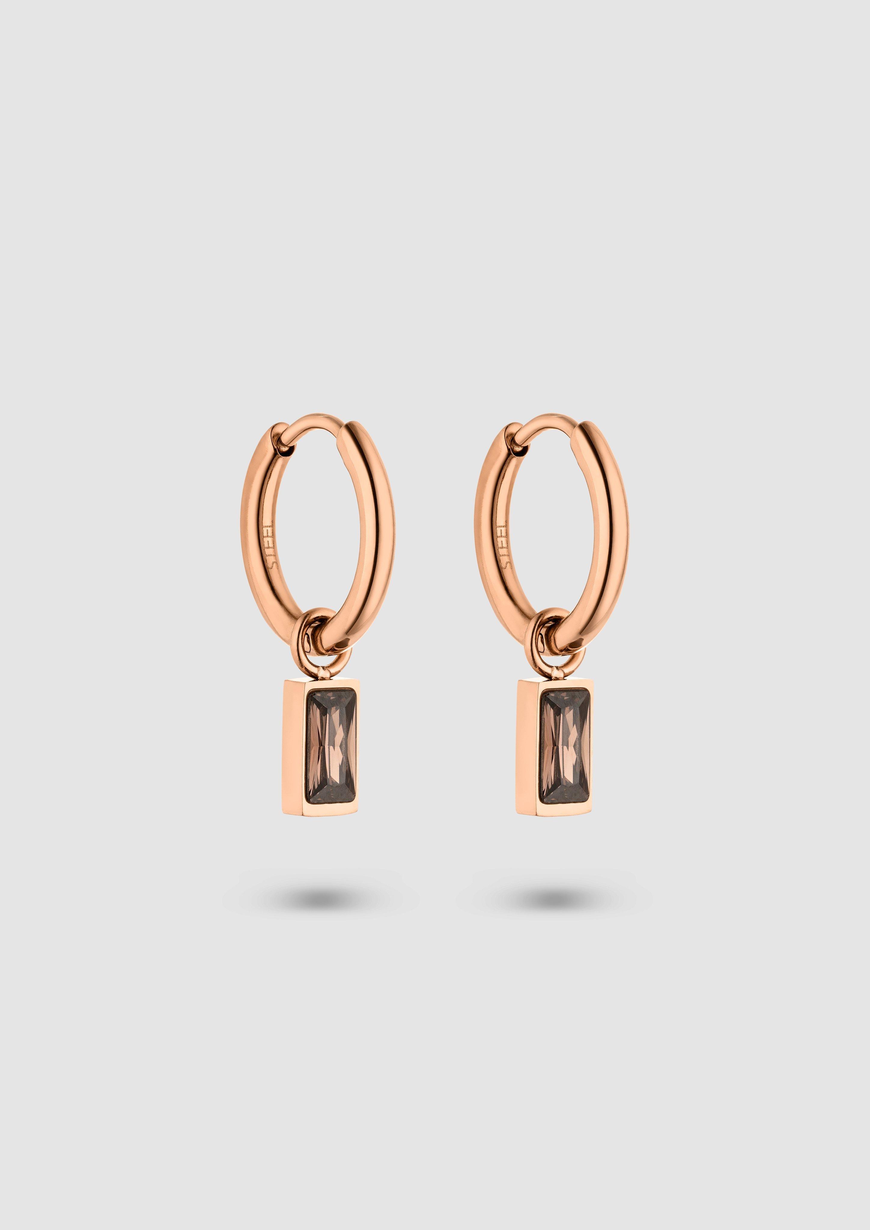Damen Creolen mit Stein-Anhänger in rosé von s.Oliver
