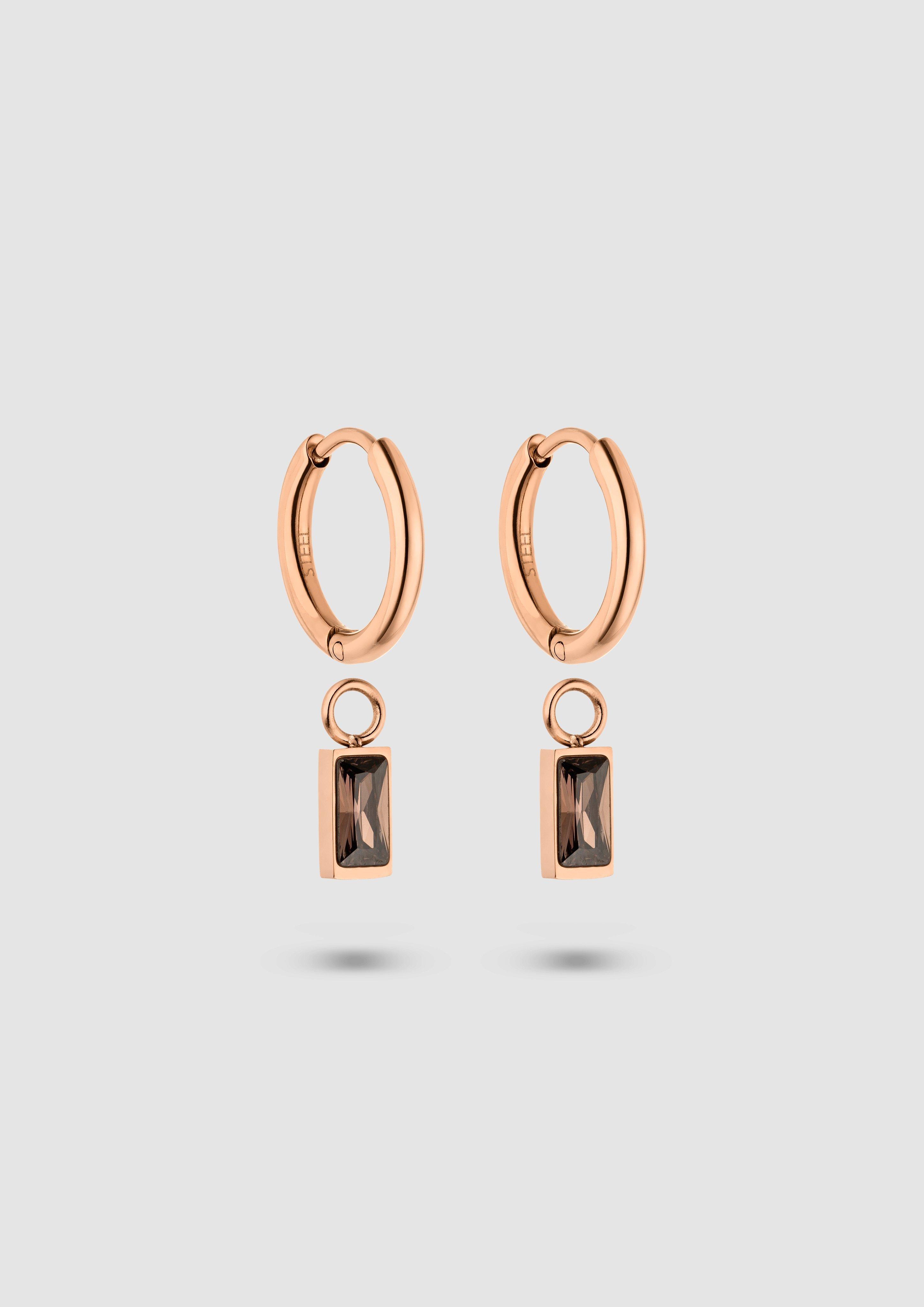 Damen Creolen mit Stein-Anhänger in rosé von s.Oliver