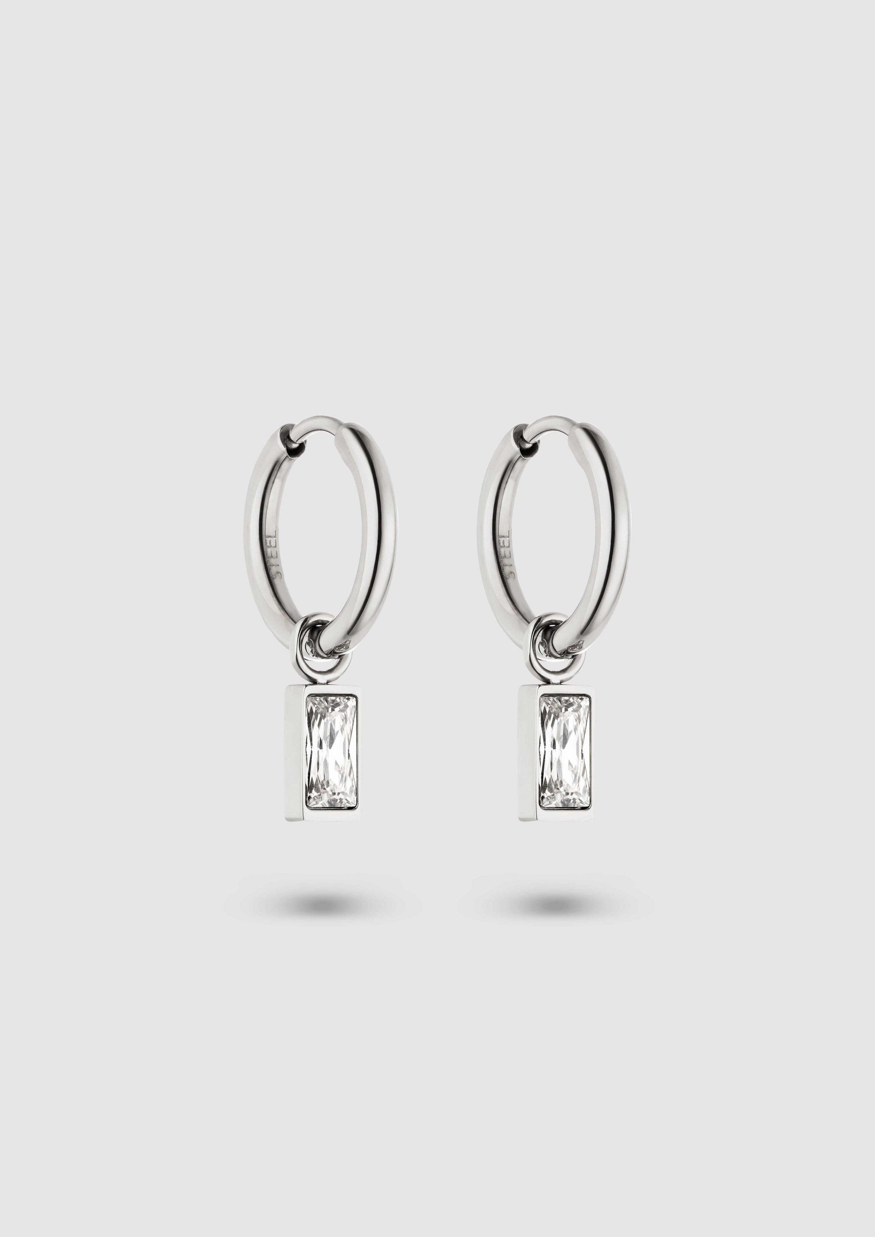 Damen Creolen mit Stein-Anhänger in silber von s.Oliver