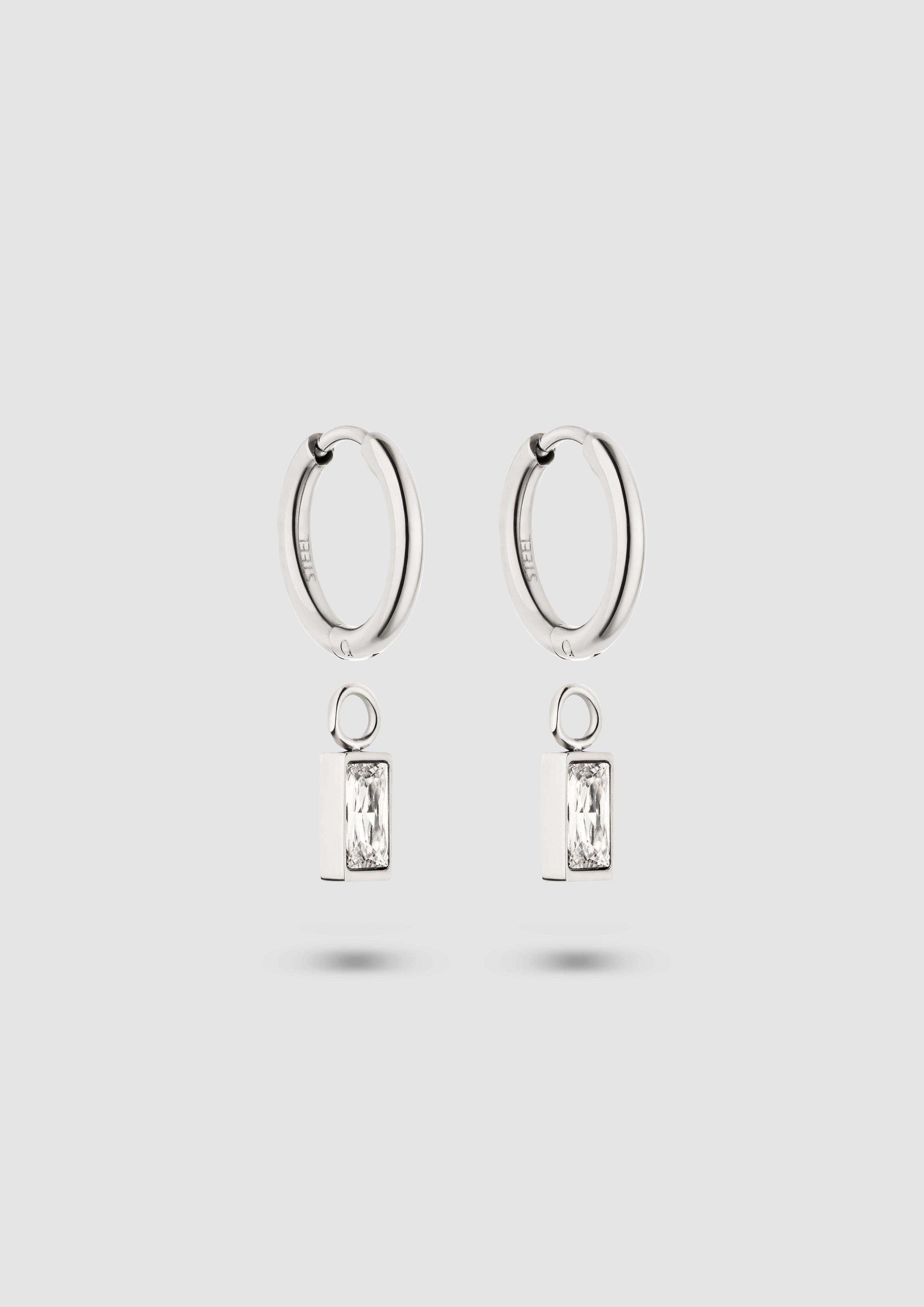 Damen Creolen mit Stein-Anhänger in silber von s.Oliver