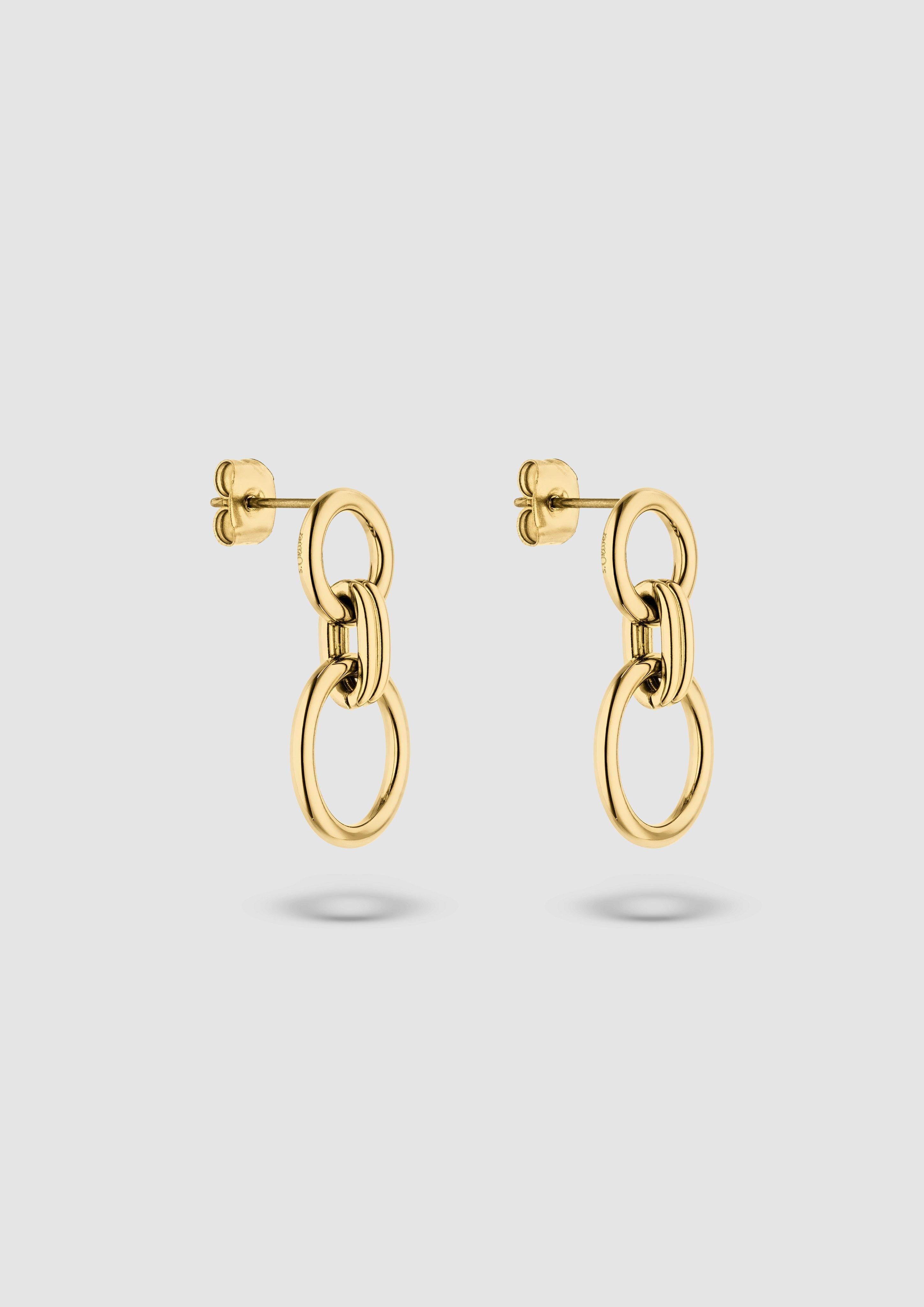 Damen Moderne Ohrringe mit kreisförmigen Gliedern in gold von s.Oliver