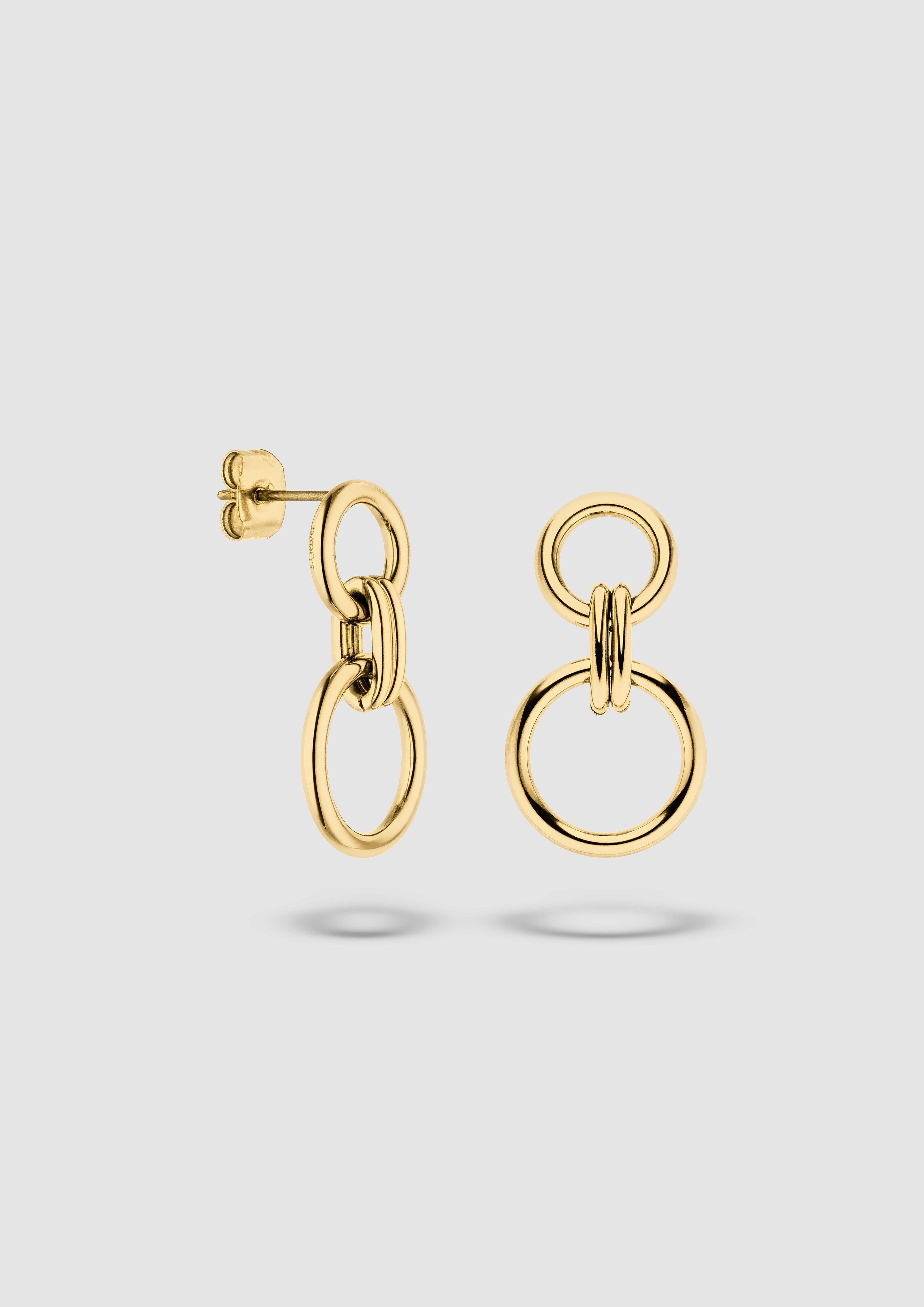 Moderne Ohrringe mit kreisförmigen Gliedern in Farbe gold von s.Oliver
