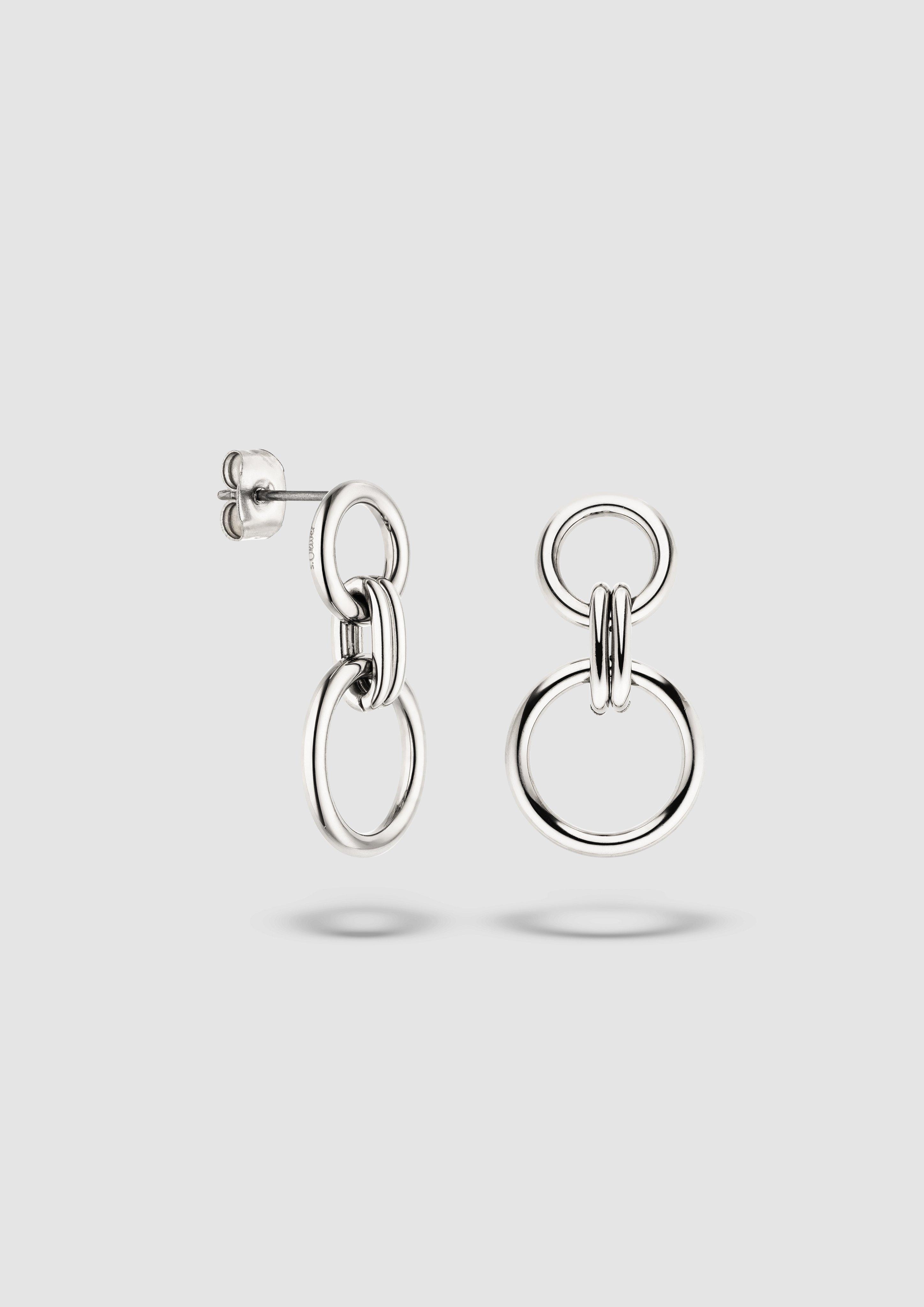 Damen Moderne Ohrringe mit kreisförmigen Gliedern in silber von s.Oliver