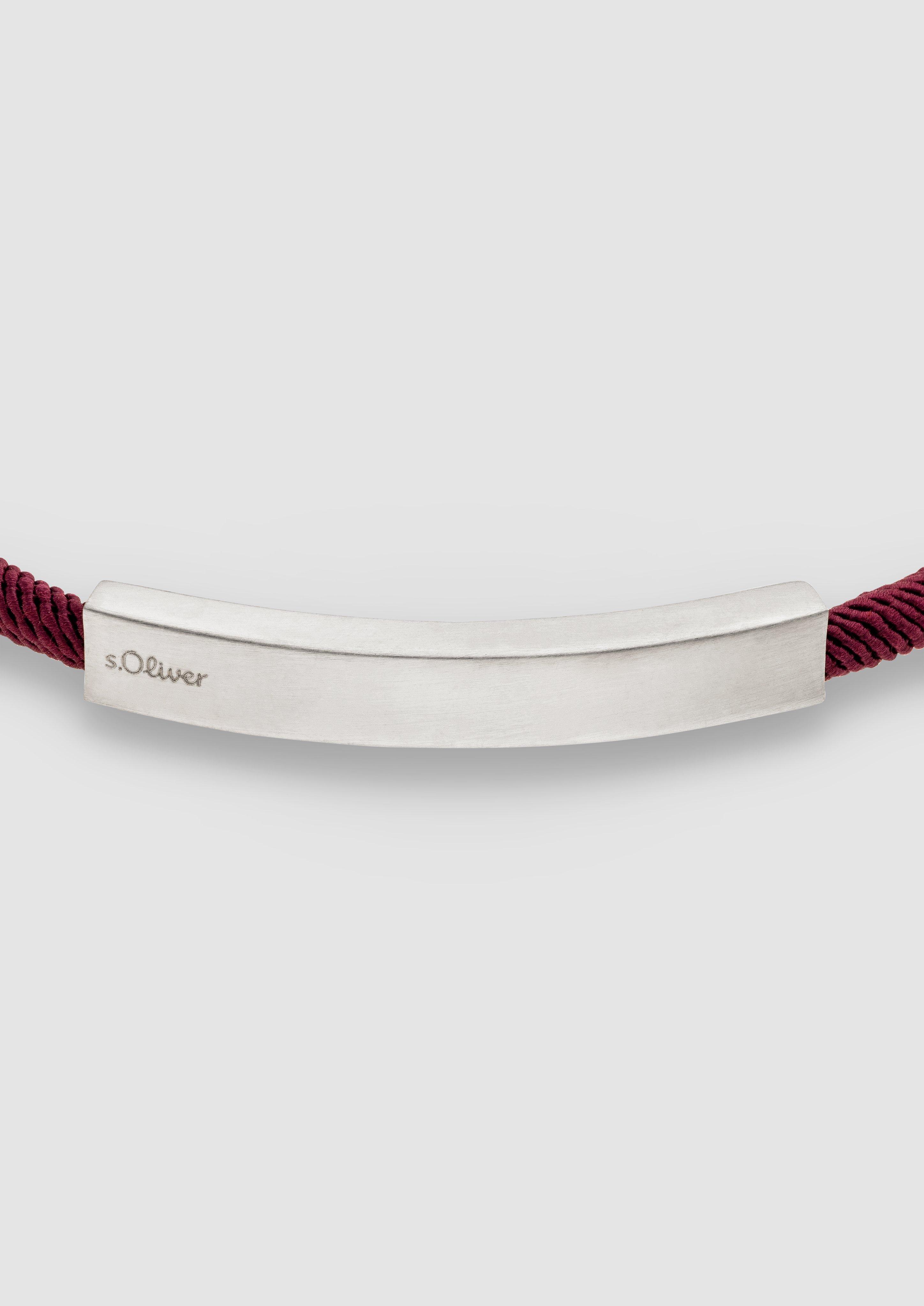 Herren Textilarmband mit Edelstahlelementen in rot von s.Oliver