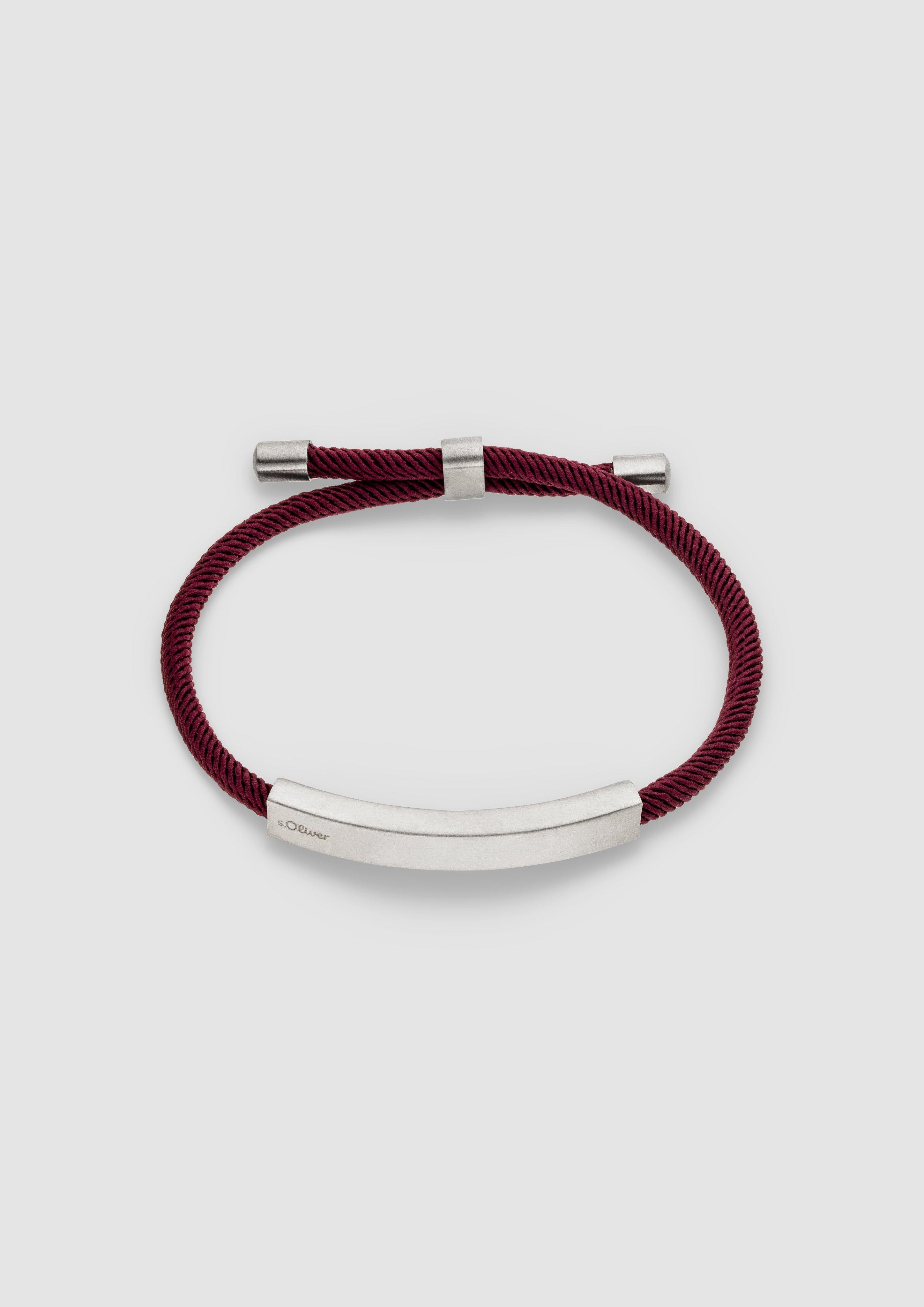 Herren Textilarmband mit Edelstahlelementen in rot von s.Oliver