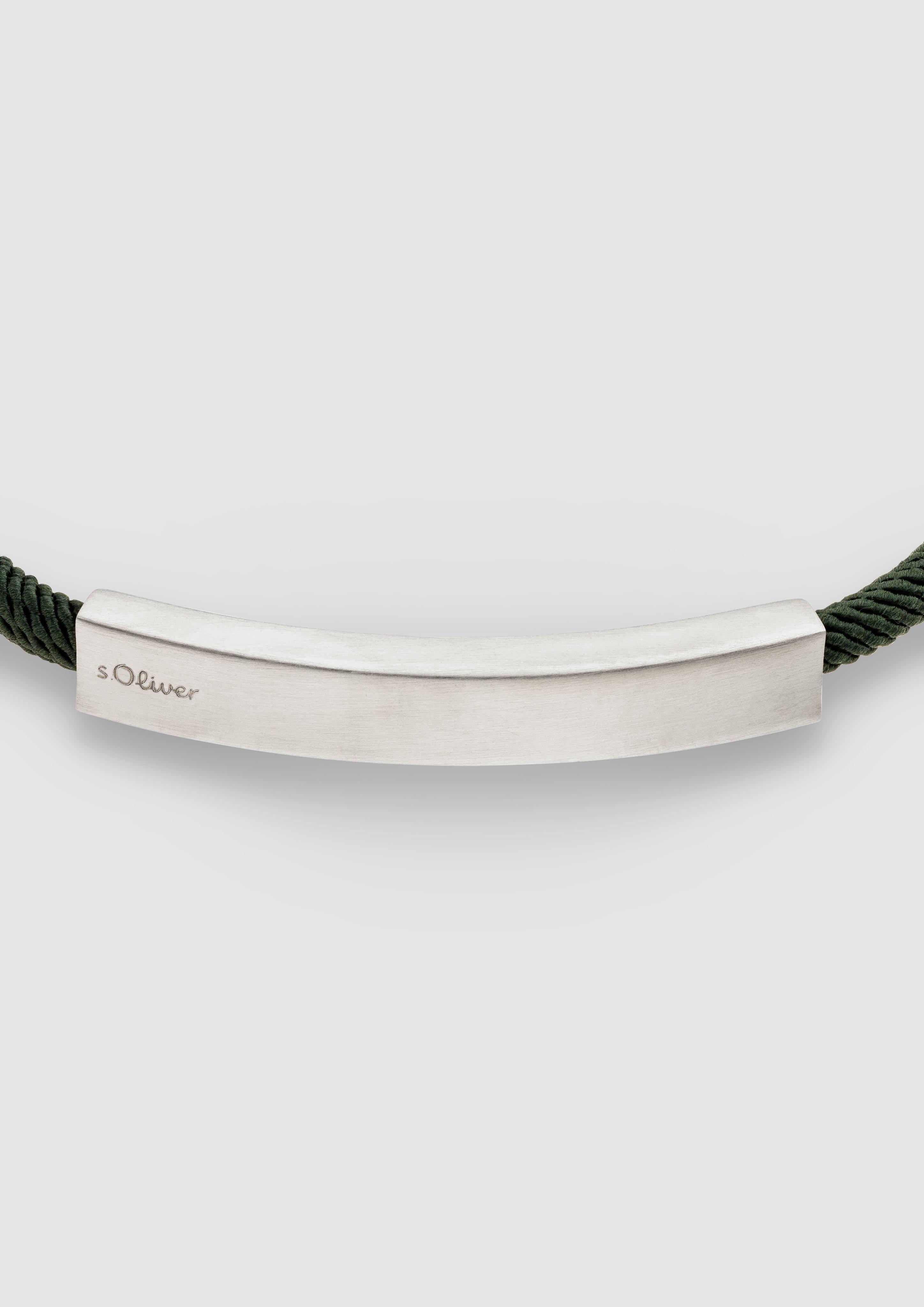 Herren Textilarmband mit Edelstahlelementen in grün von s.Oliver