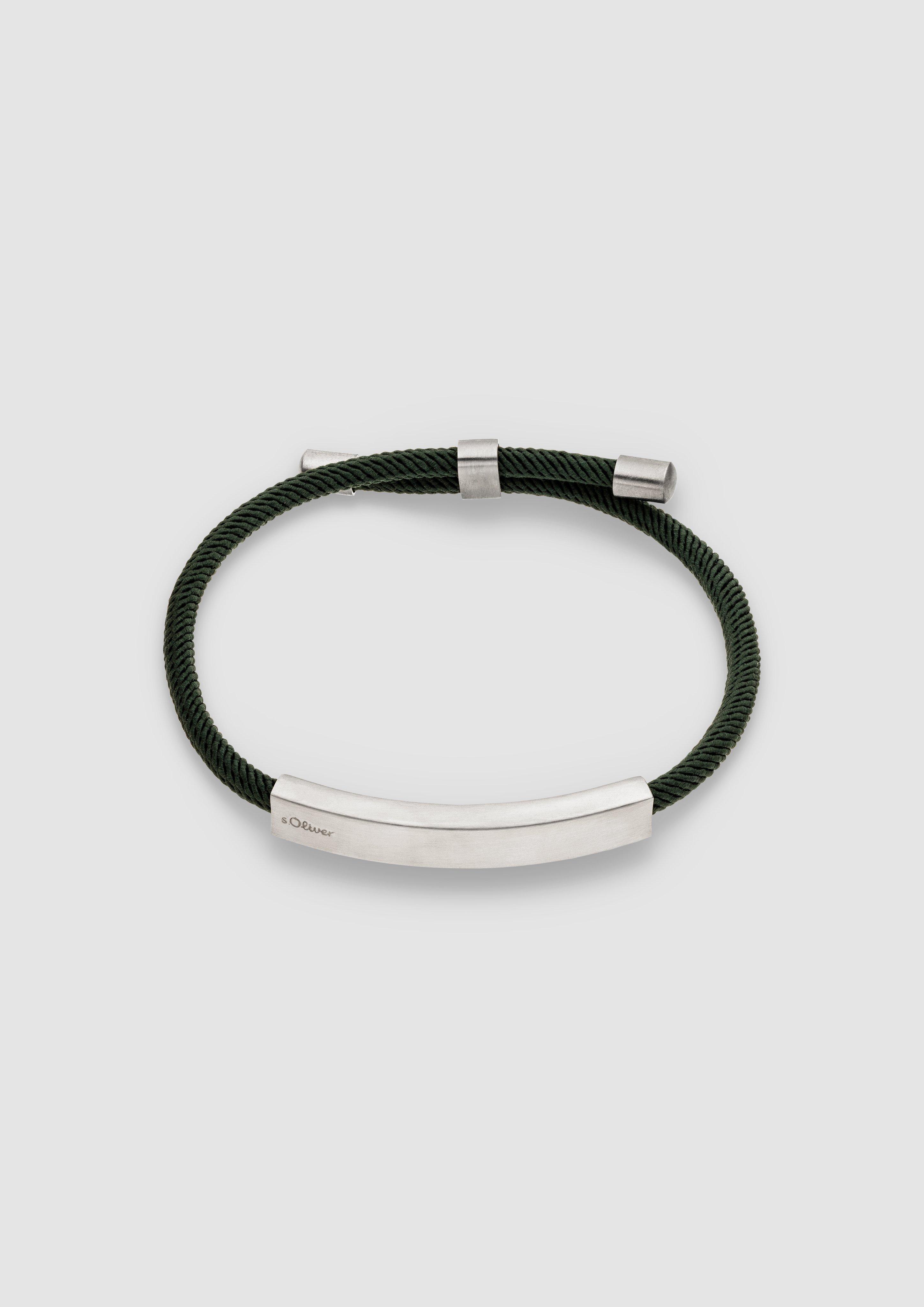 Textilarmband mit Edelstahlelementen in Farbe olivgrün von s.Oliver