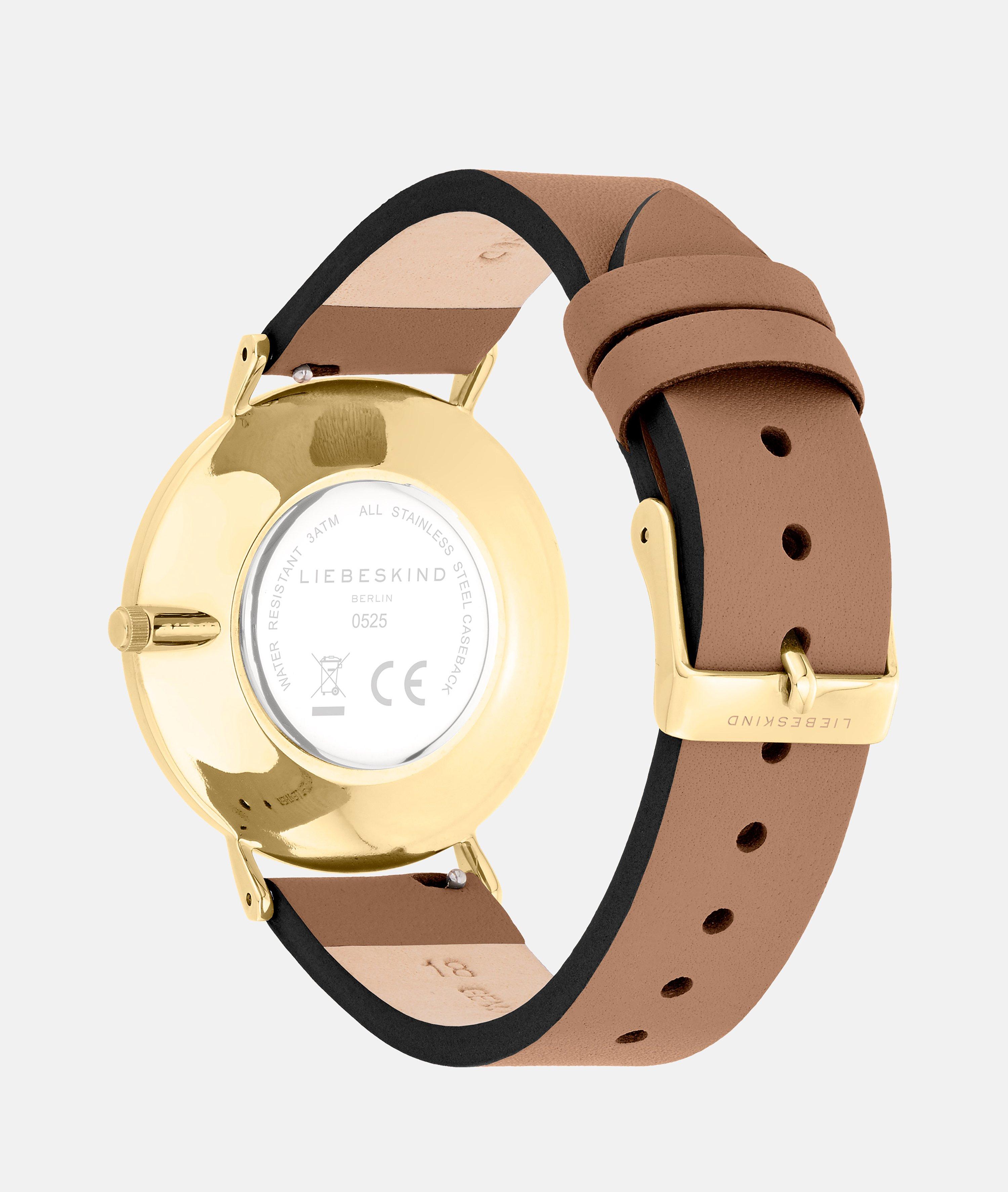 Uhr in gold, braun, grau & schwarz