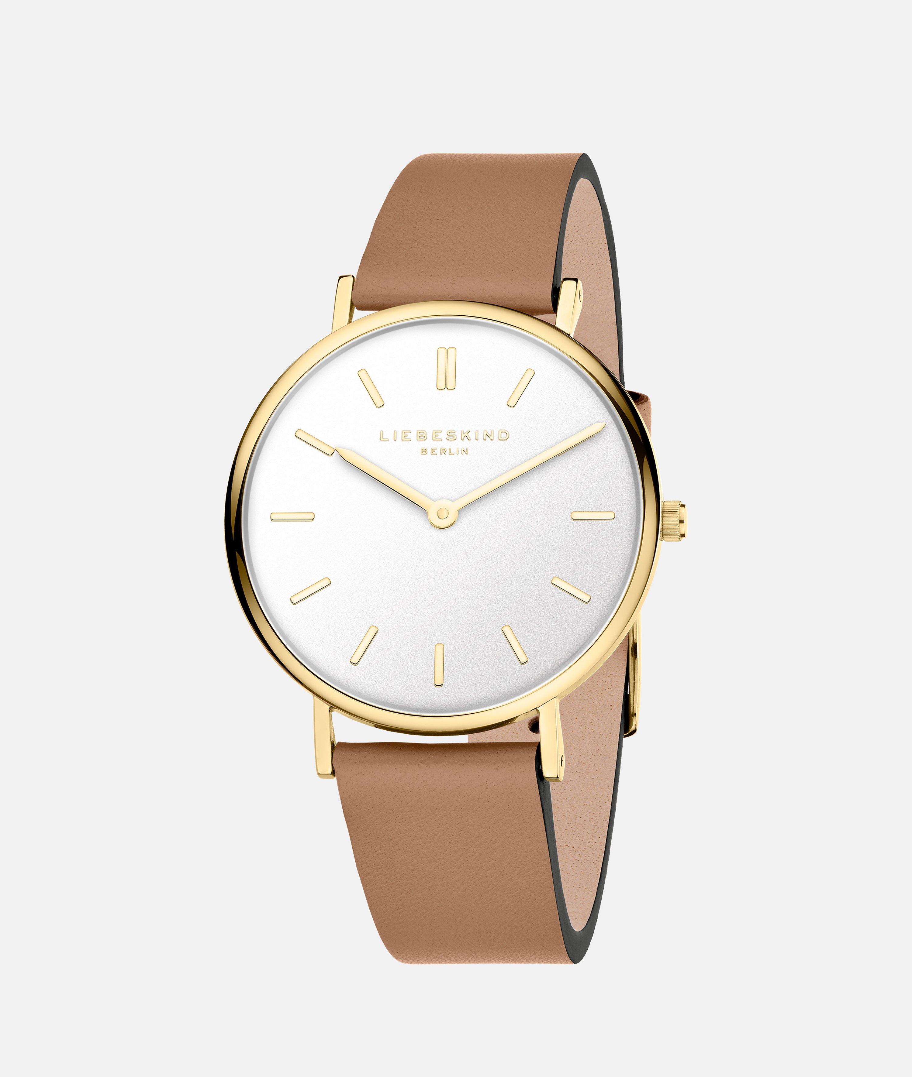 Uhr in gold, braun, grau & schwarz