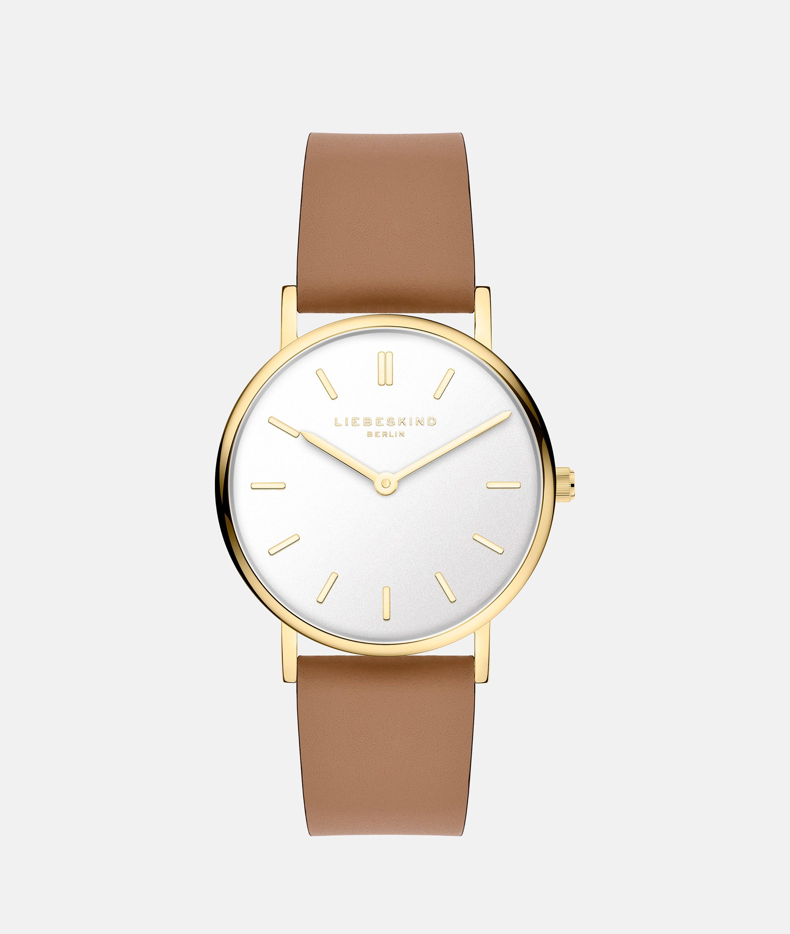 Uhr in gold, braun, grau & schwarz