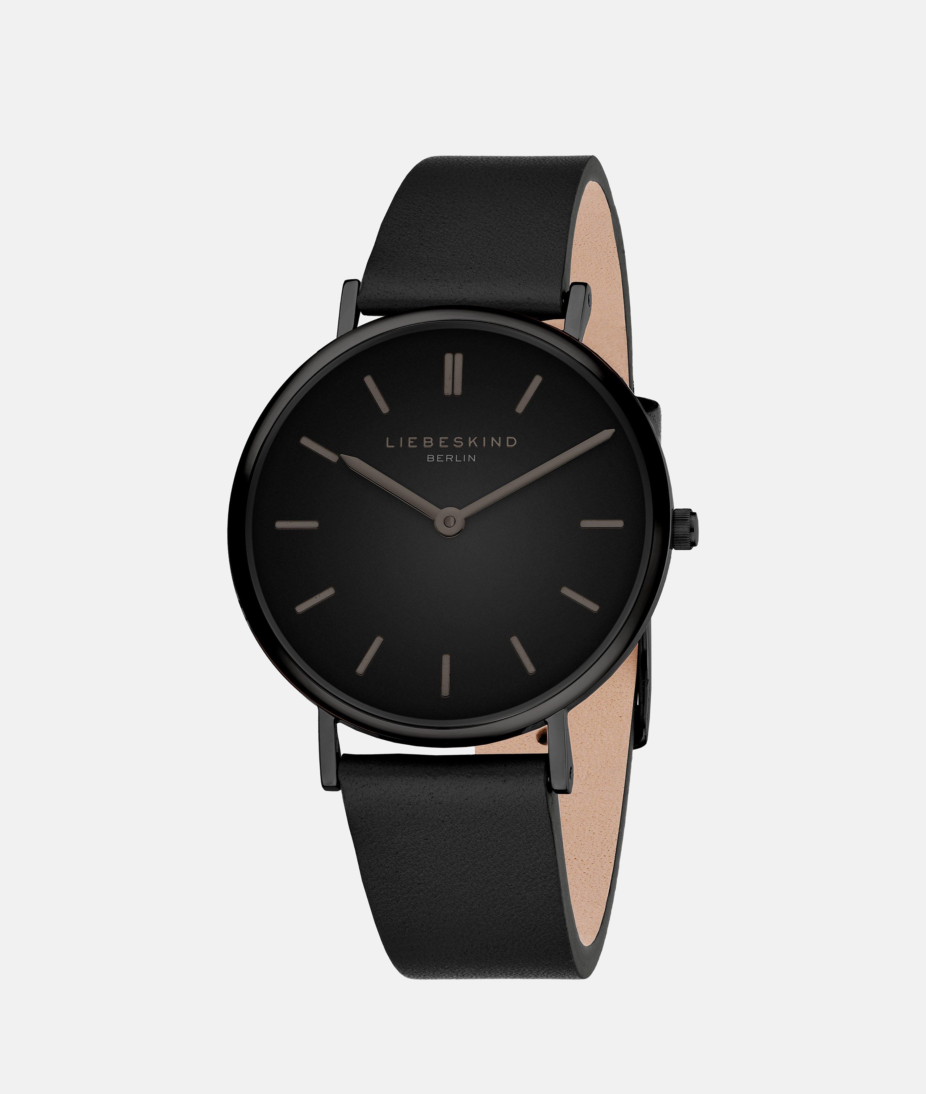 Uhr in schwarz, braun, gold & grau