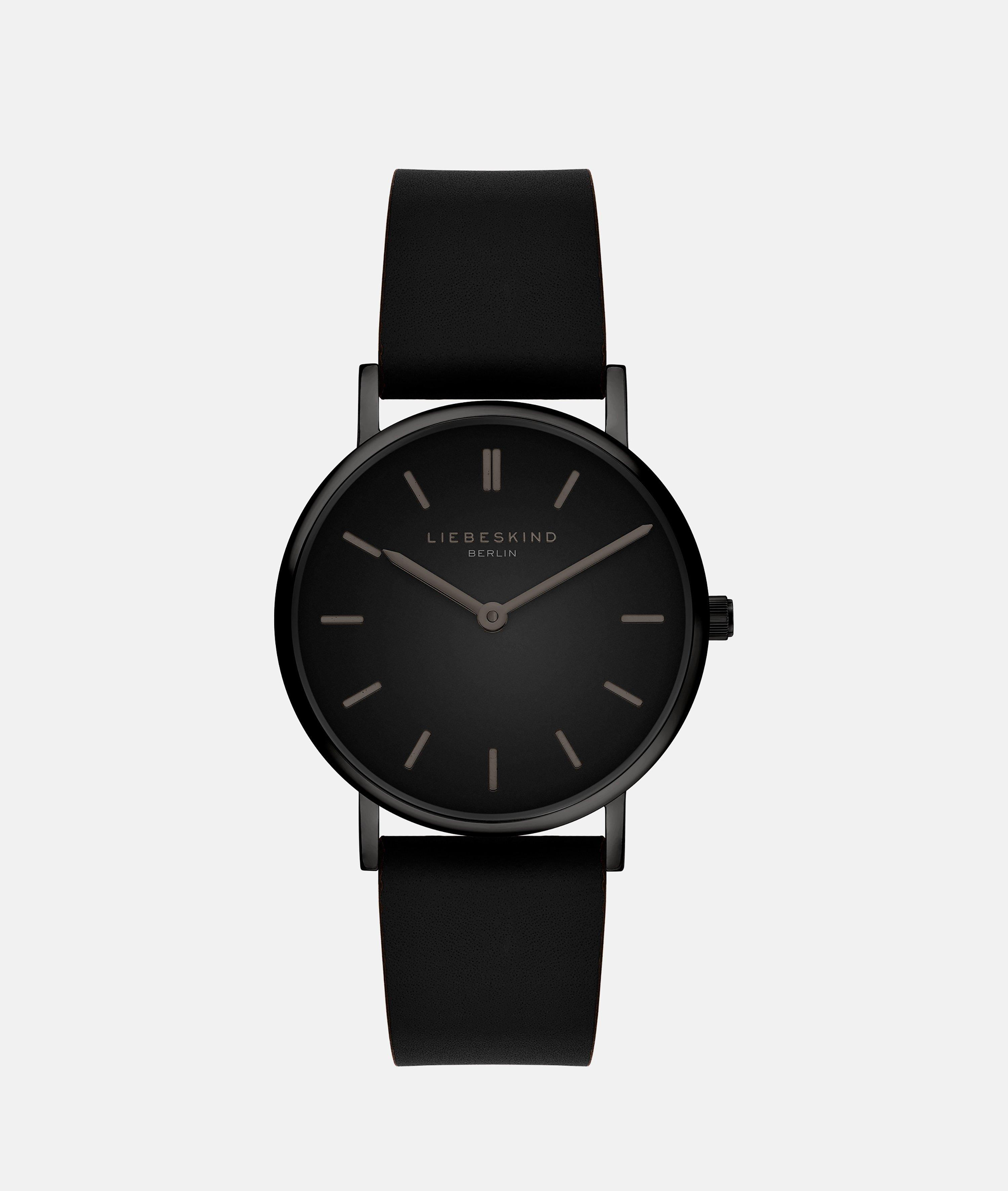Uhr in schwarz, braun, gold & grau
