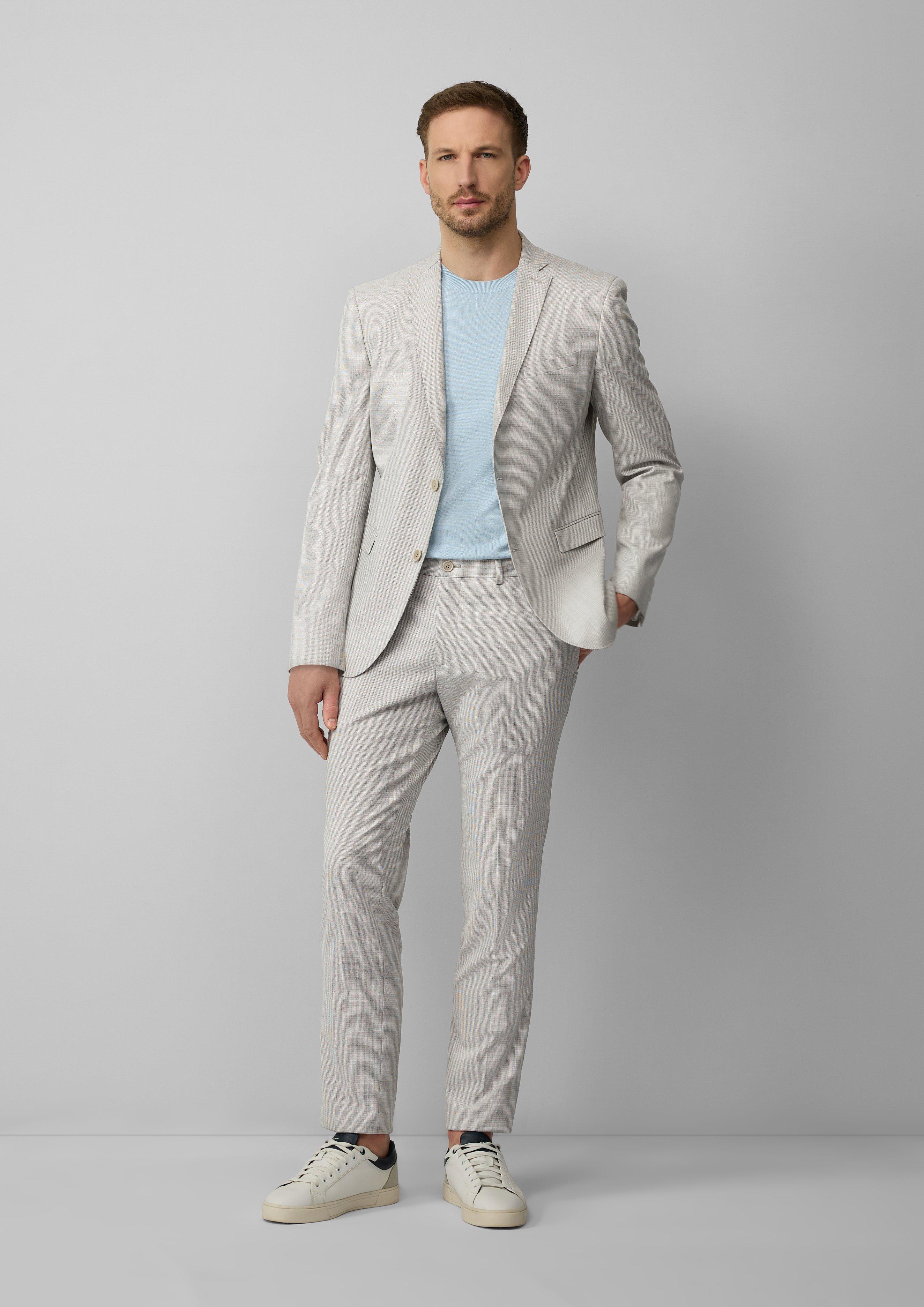 s.O PURE: Hellgrauer Anzug aus kariertem Stretch-Fabric in 