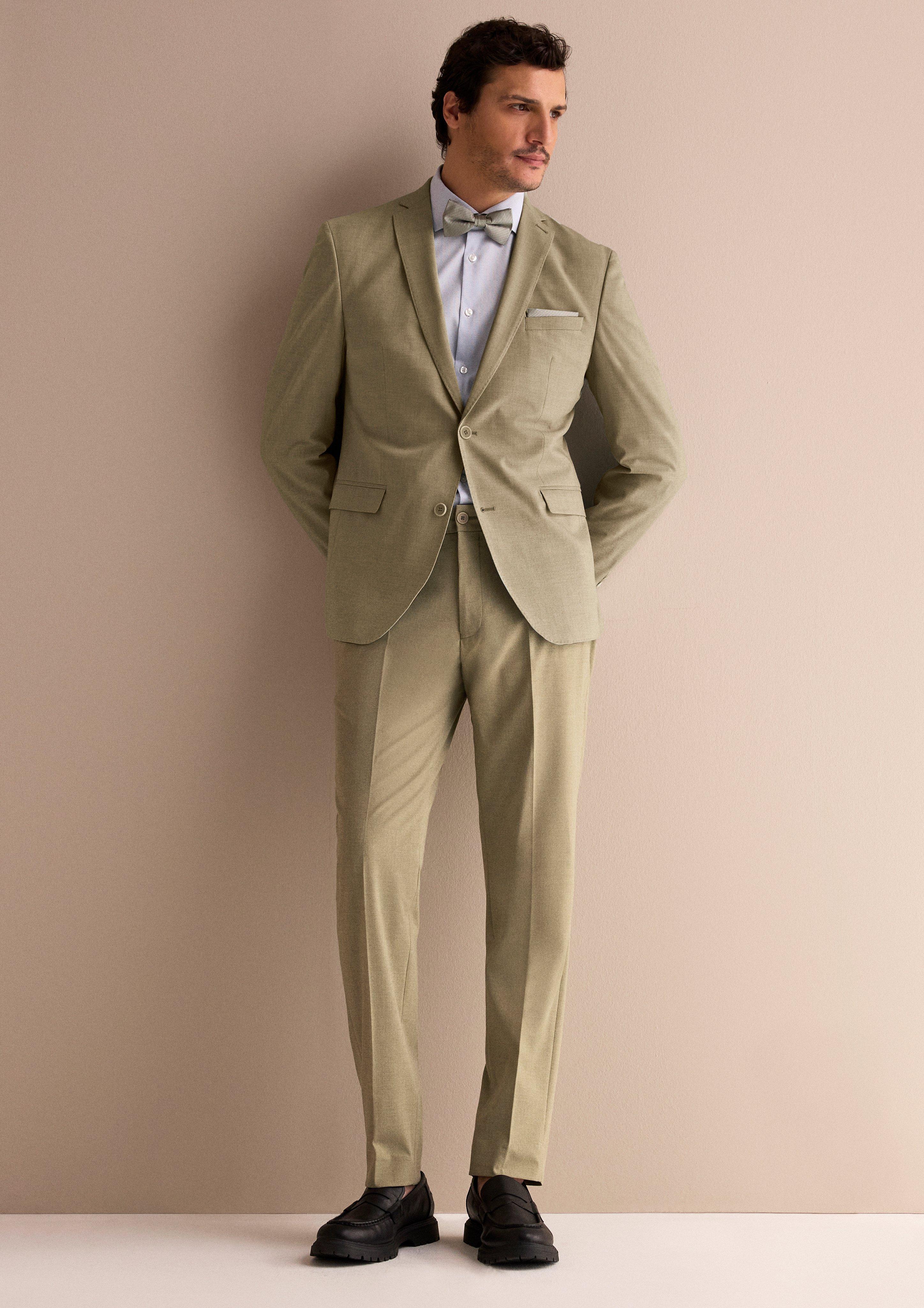 s.O PURE: oblek z melírovaného strečového materiálu v jemně zelené in 