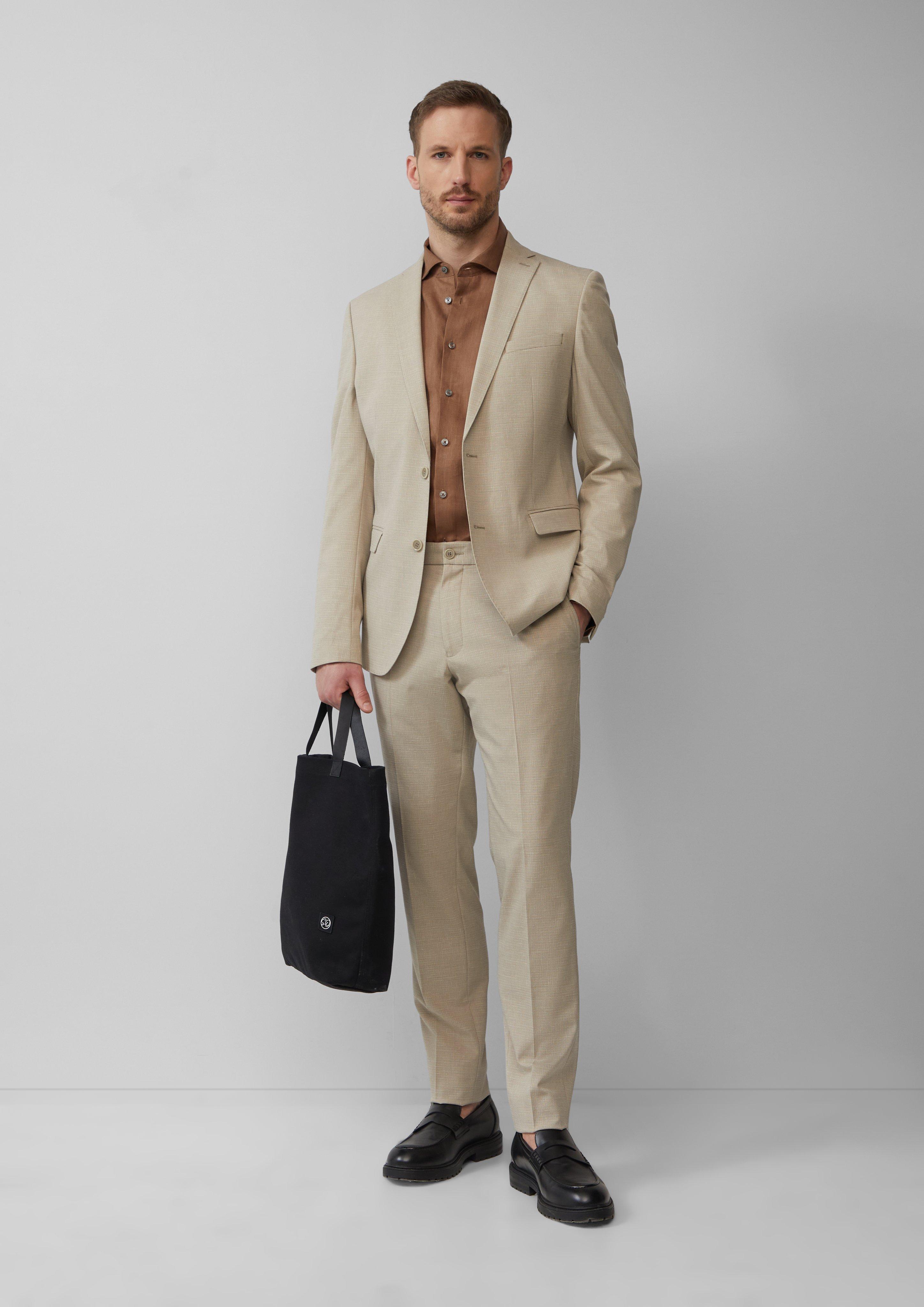 s.O PURE: Fein gemusterter Anzug im Slim Fit in 