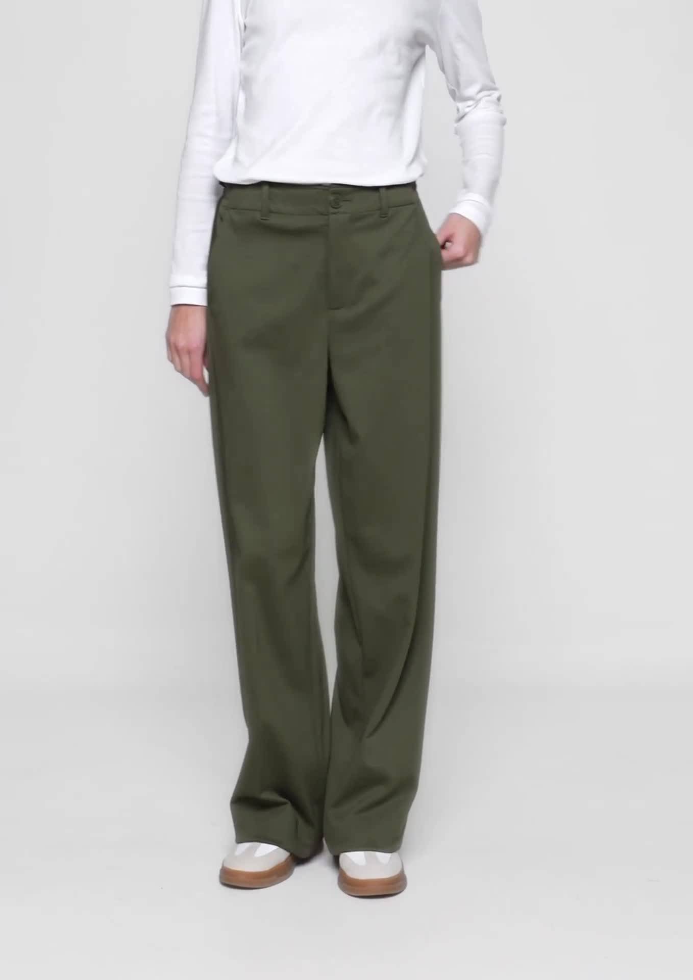 s.Oliver Interlock jersey trousers with a twill texture and a wide leg