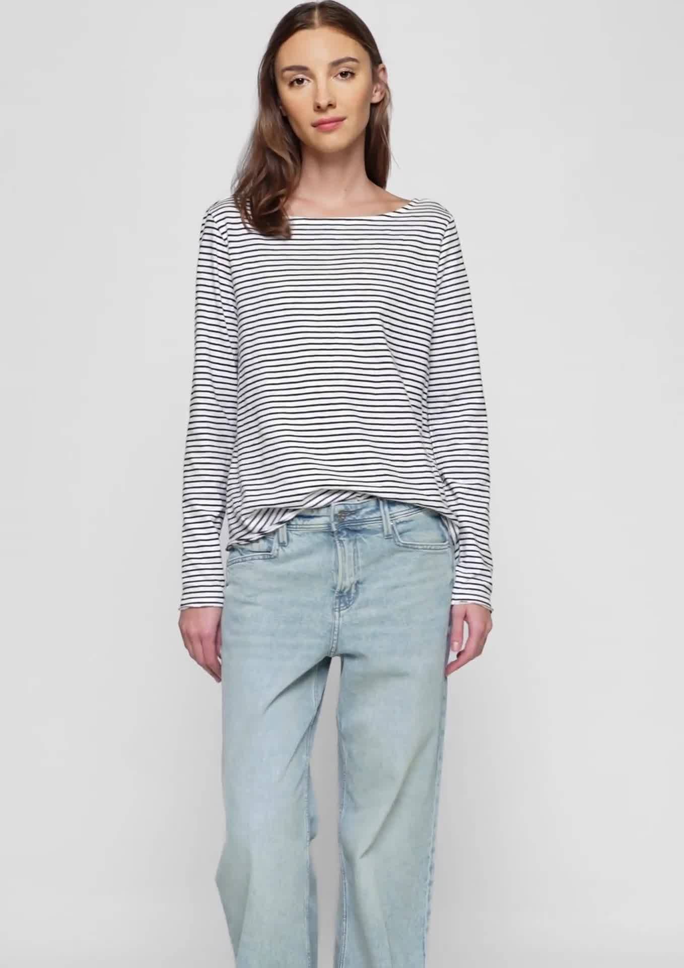 s.Oliver Longsleeve met slubstructuur en boothals