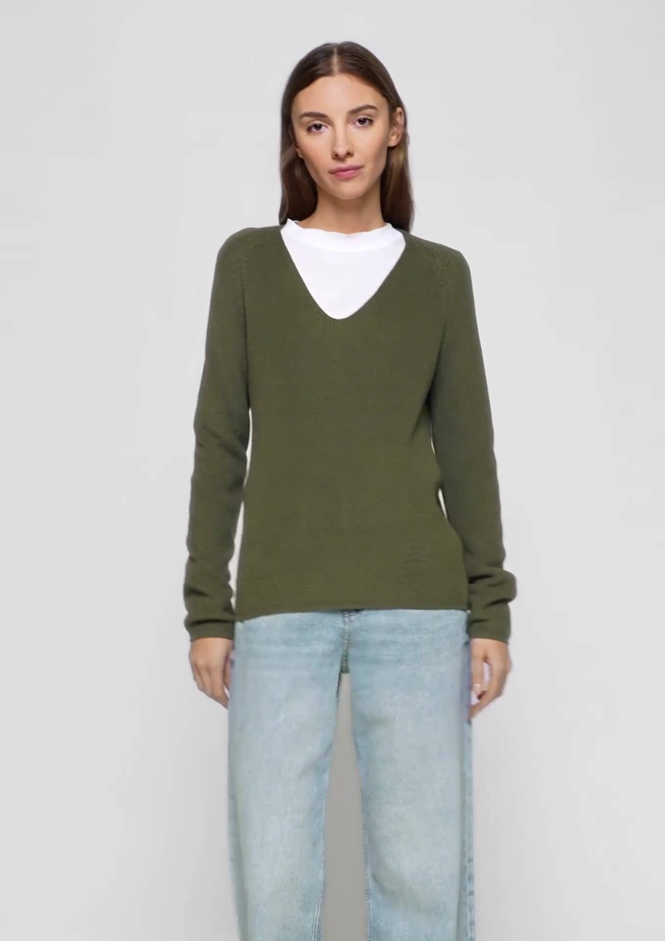 s.Oliver Strickpullover mit V-Ausschnitt und Raglan-Ärmeln