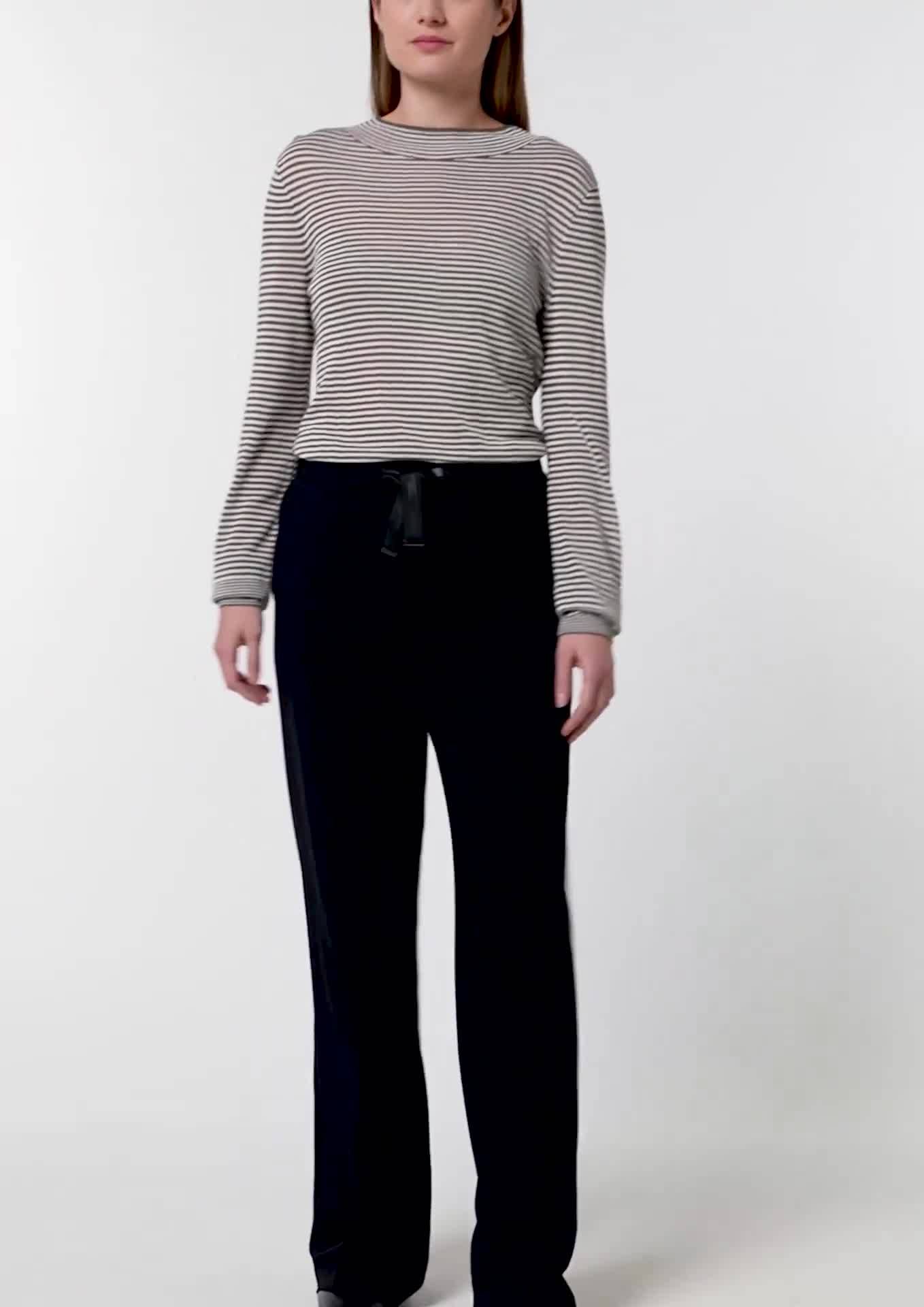 comma Semi-sheer knitted jumper with a mock stand-up collar