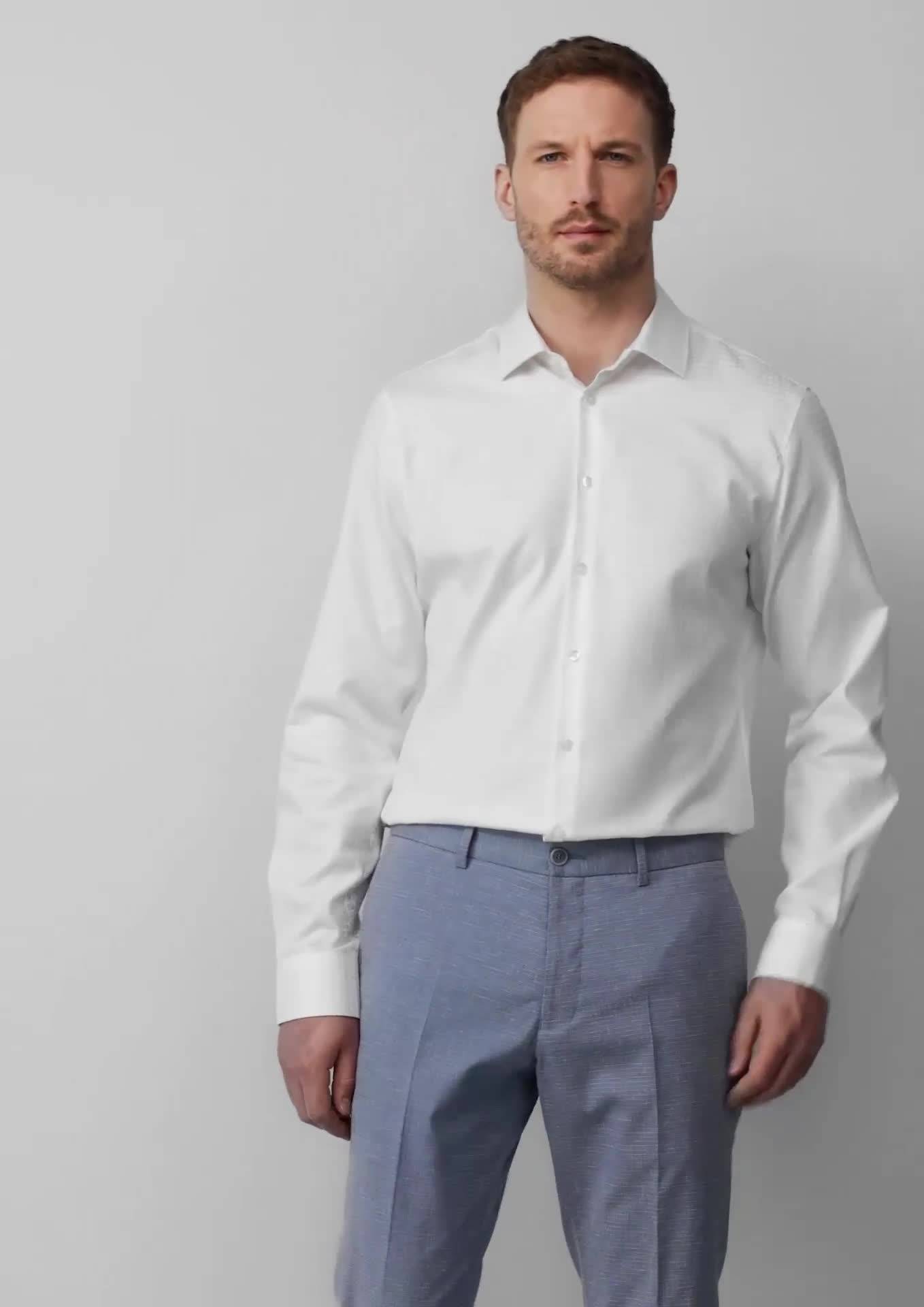 s.Oliver Tailored Fit: Jacquard-Hemd aus Baumwollstretch