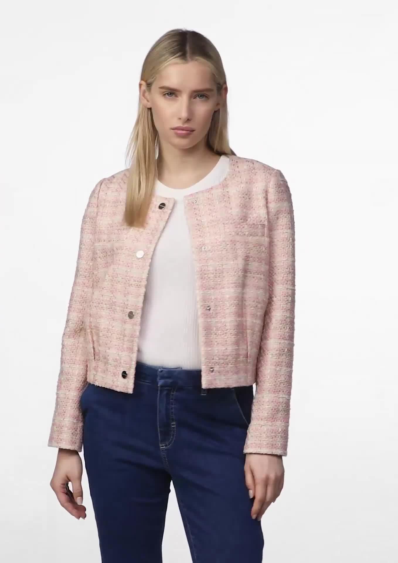 Tweed-Jacke im Boxy Fit - beige | Comma