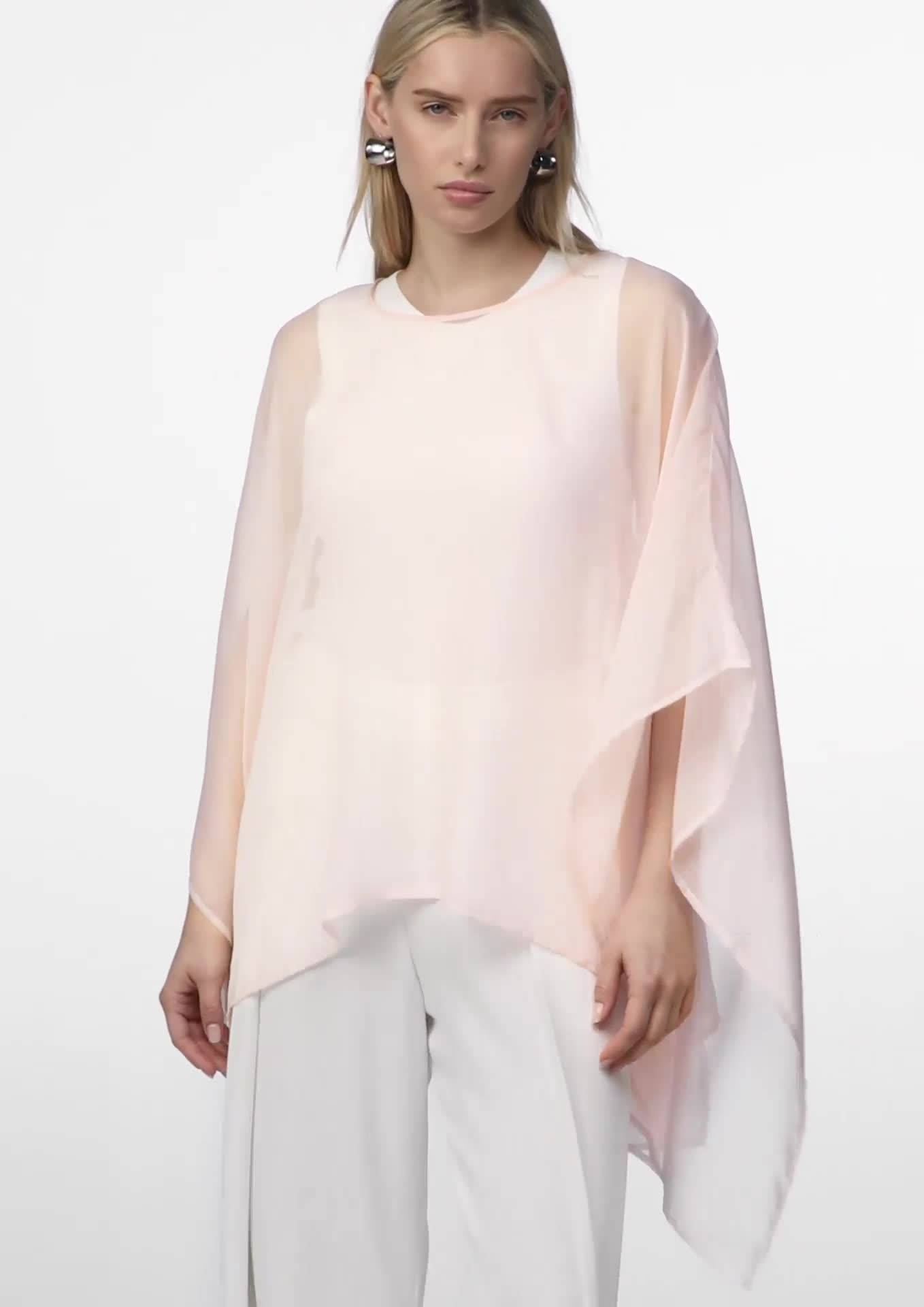 comma Leichtes Poncho-Cape aus Chiffon