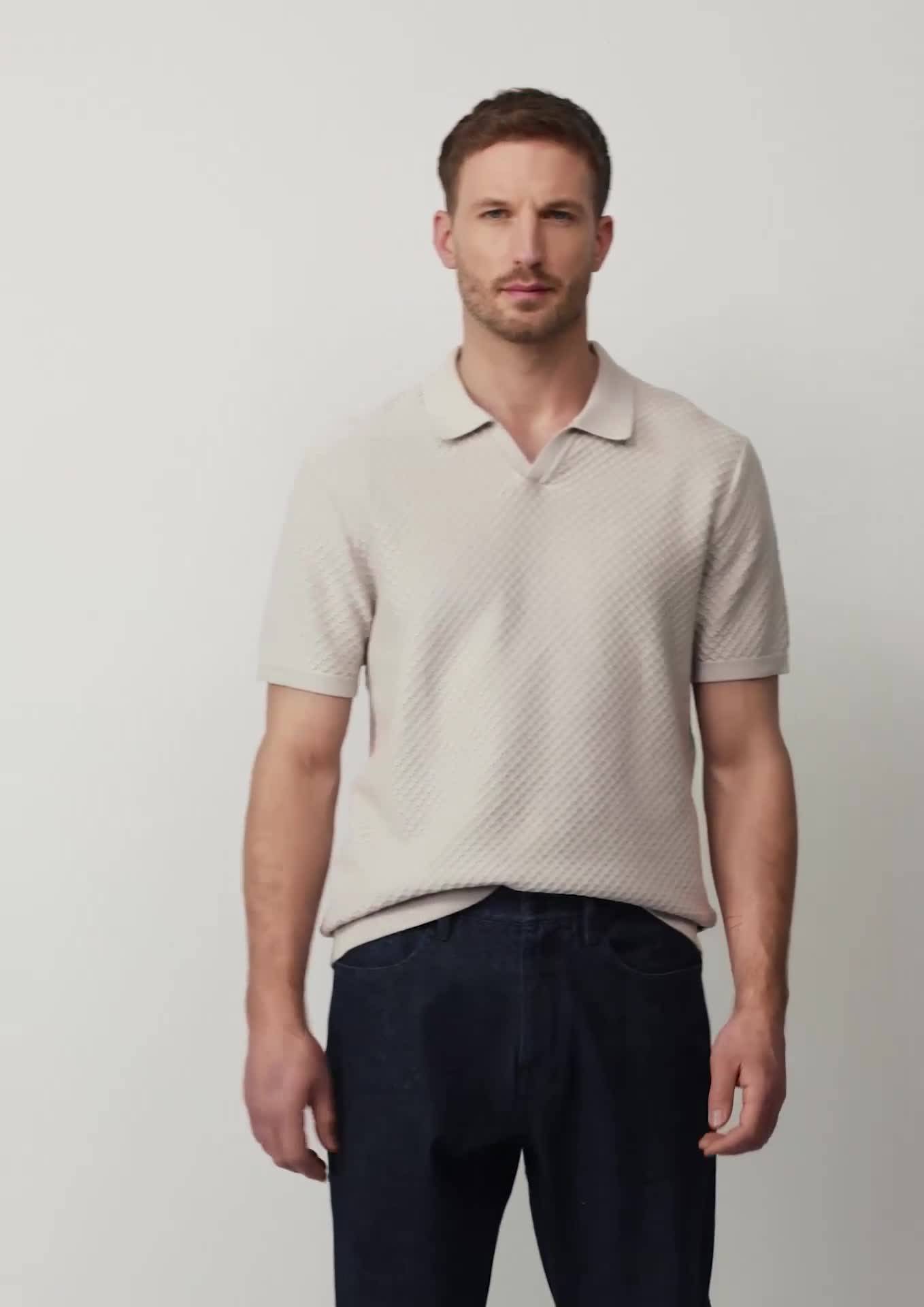 s.Oliver Textured knit polo shirt with trims