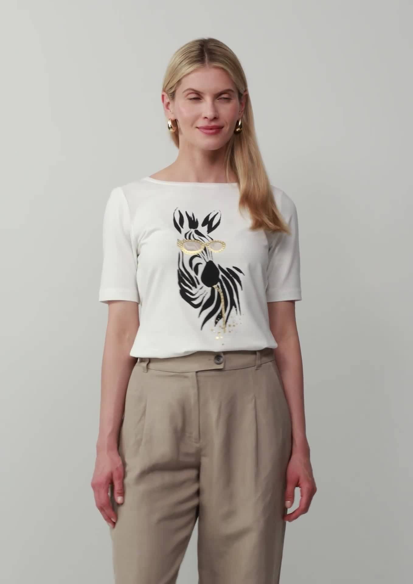 s.Oliver Jersey-T-Shirt mit Zebra-Artwork