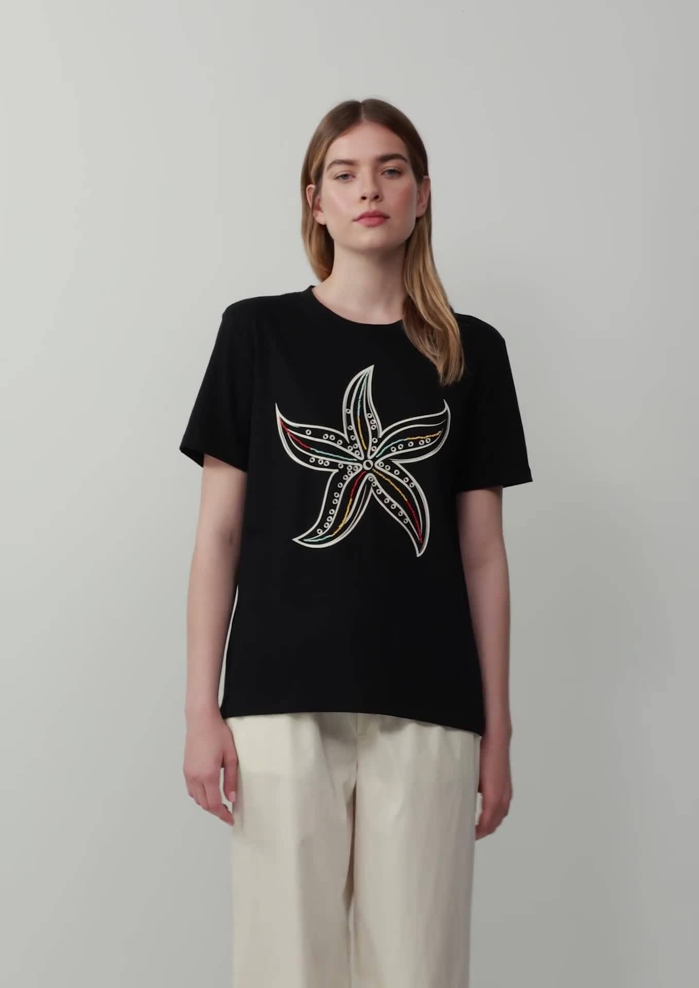 s.Oliver Jersey T-shirt met print op de voorkant en sierkralen