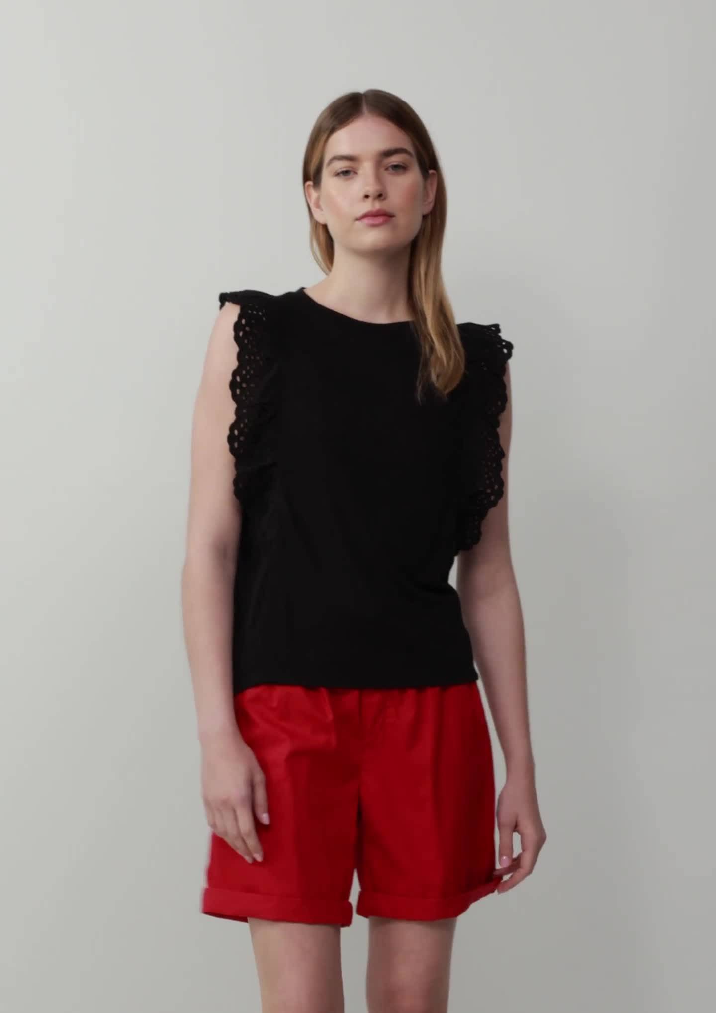 s.Oliver Slub yarn jersey top with broderie anglaise