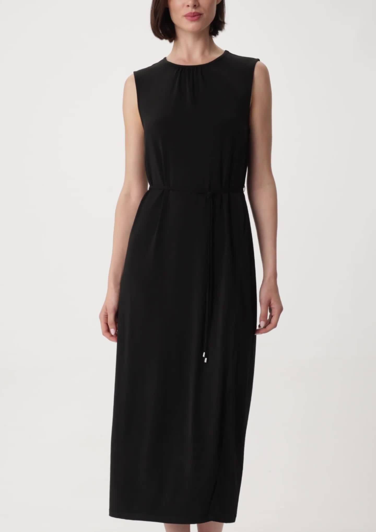 comma Midi-Kleid mit Schlitz und Textilgürtel