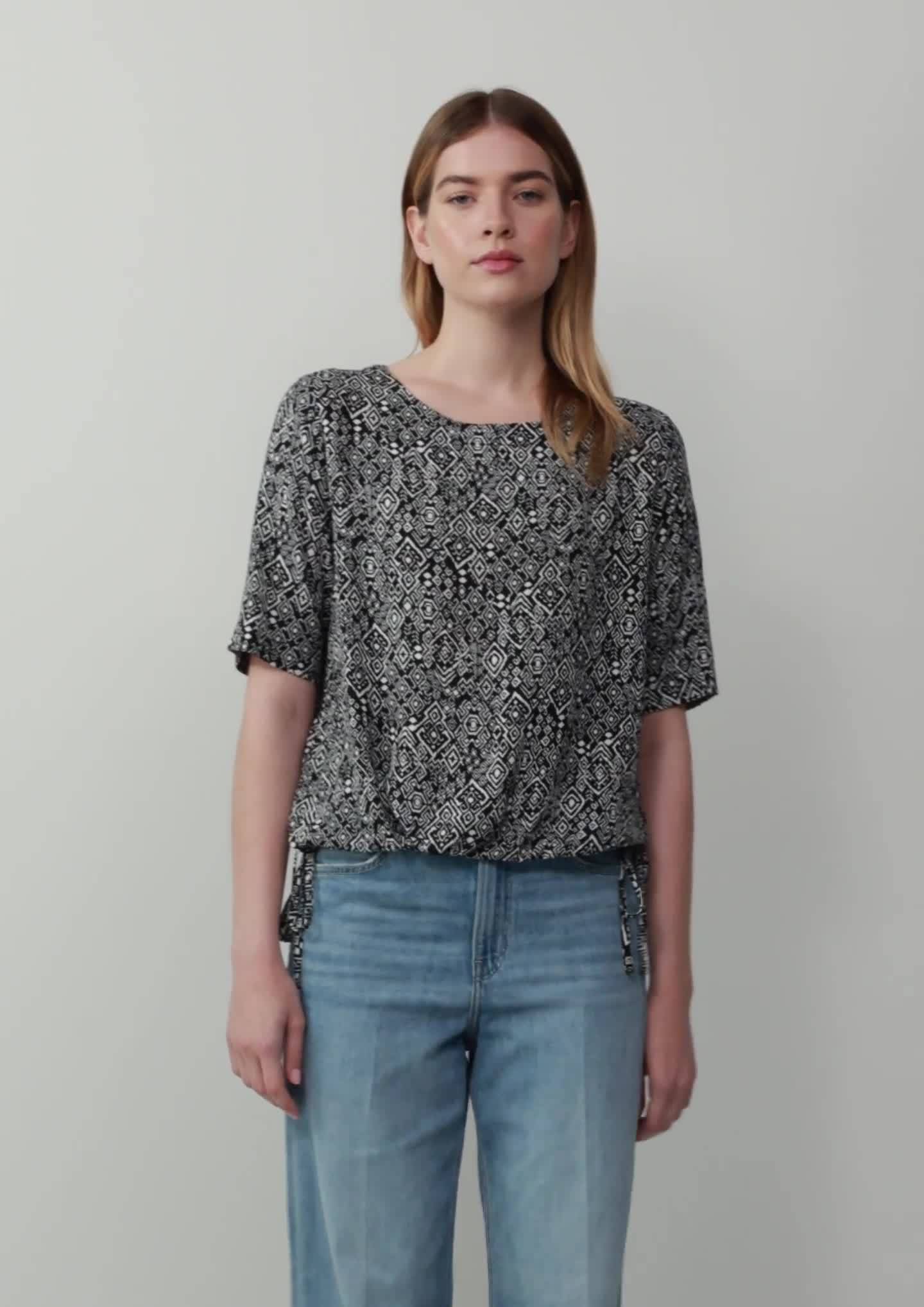 s.Oliver Gemusterte Shirt-Bluse mit verstellbarem Saum