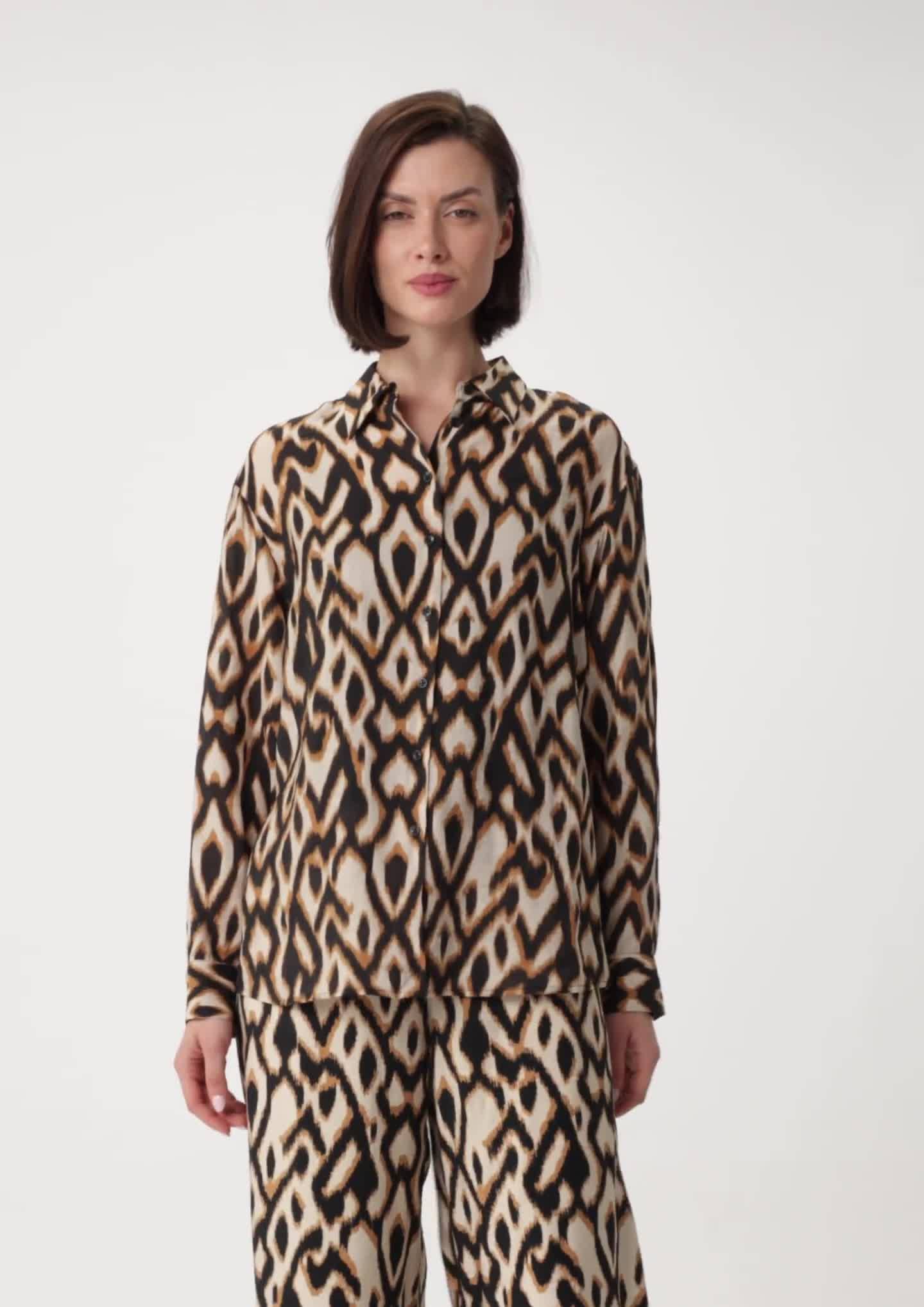 comma Lässige Hemdbluse aus Viskosemix mit All-over-Print