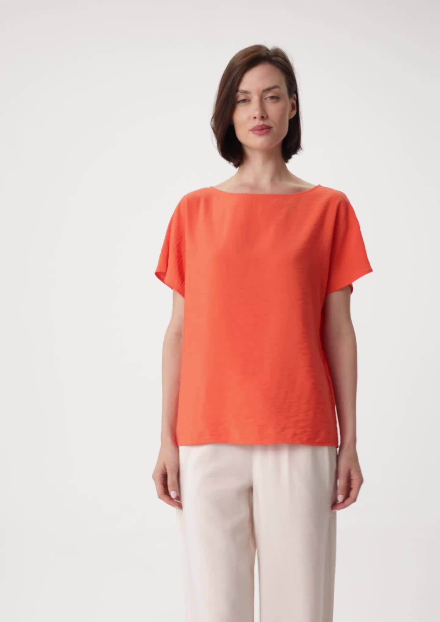 comma Kurzärmeliges Blusenshirt mit U-Boot-Ausschnitt