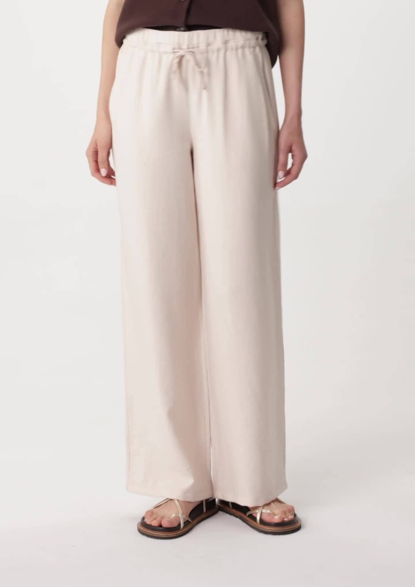 comma Strukturierte Wide-Leg-Hose aus Viskosemix mit Elastikbund