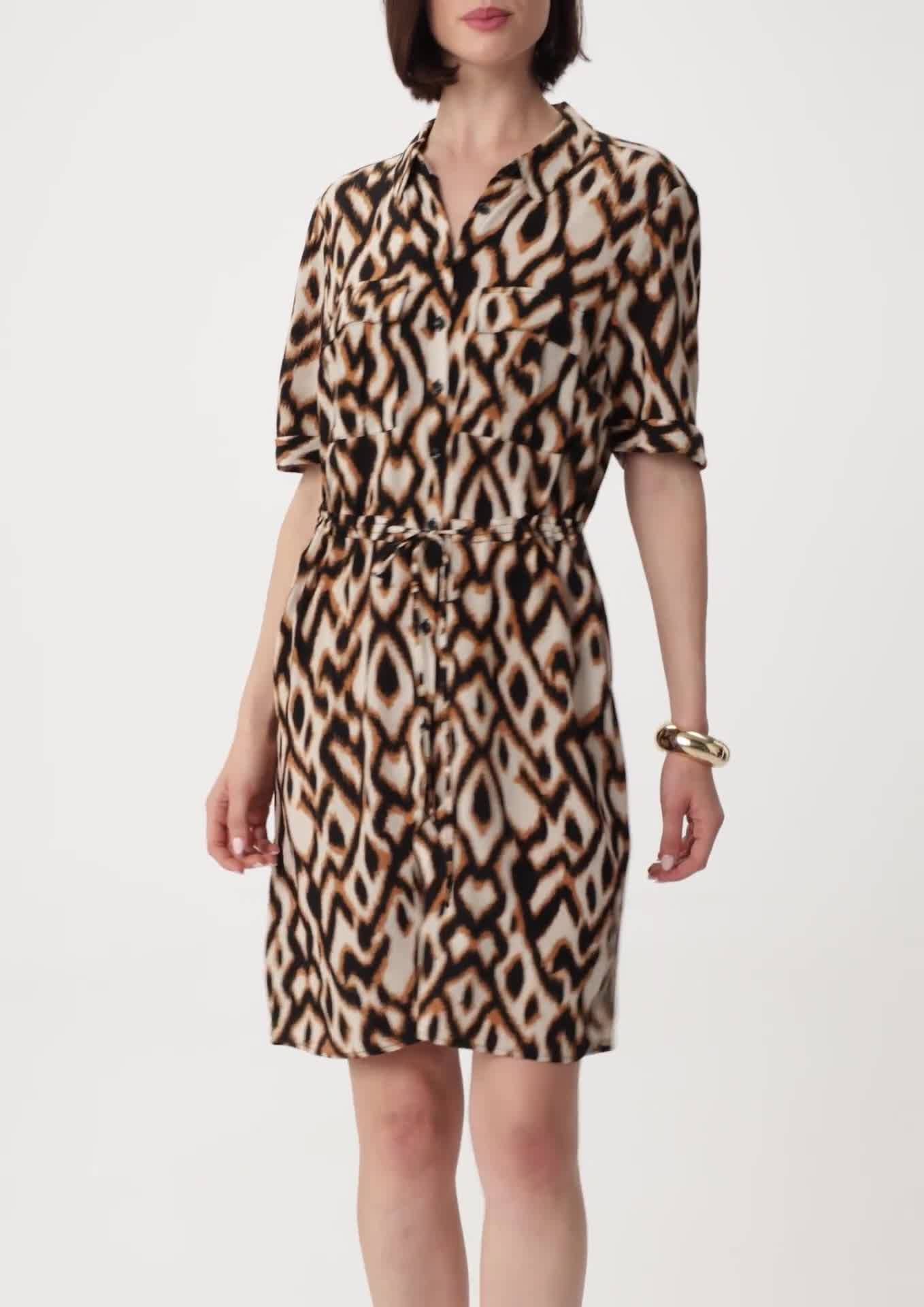 comma Fließendes Crêpe-Kleid mit All-over-Print