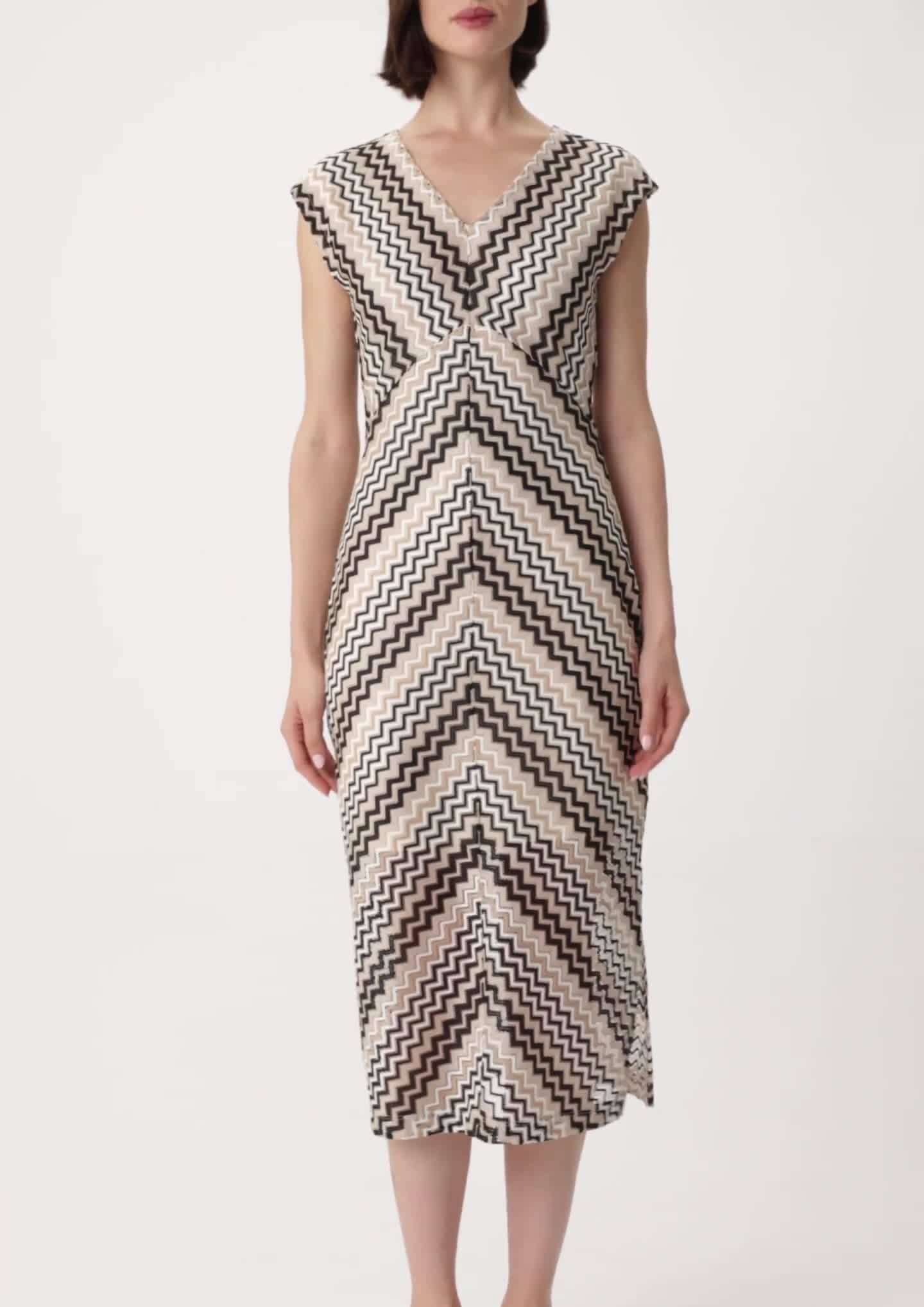 comma Midi-Kleid mit Zick-Zack-Ajourmuster