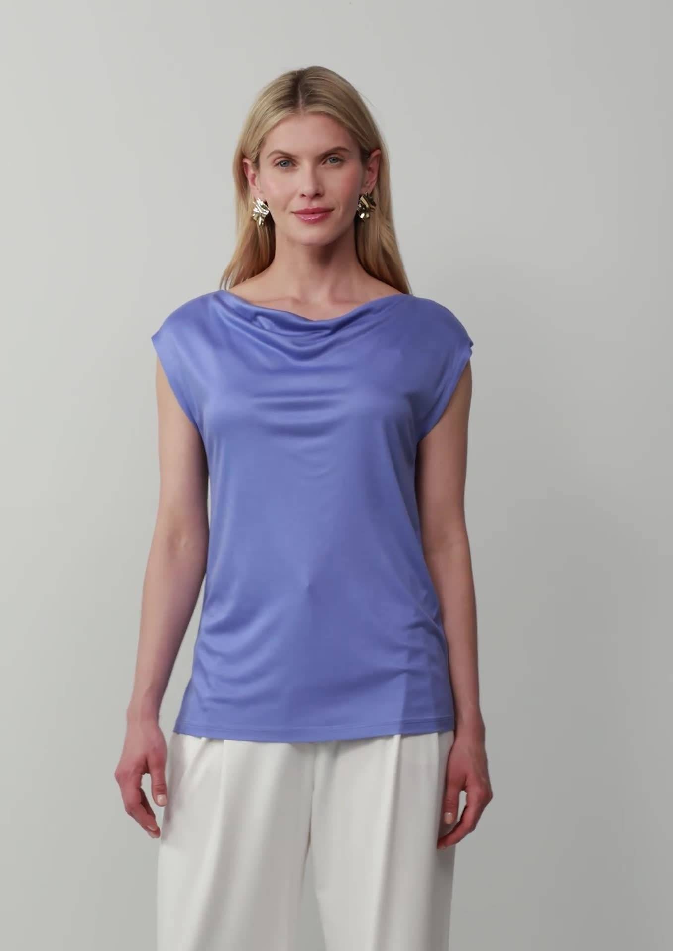 s.Oliver T-Shirt aus Viskose mit Wasserfall-Ausschnitt